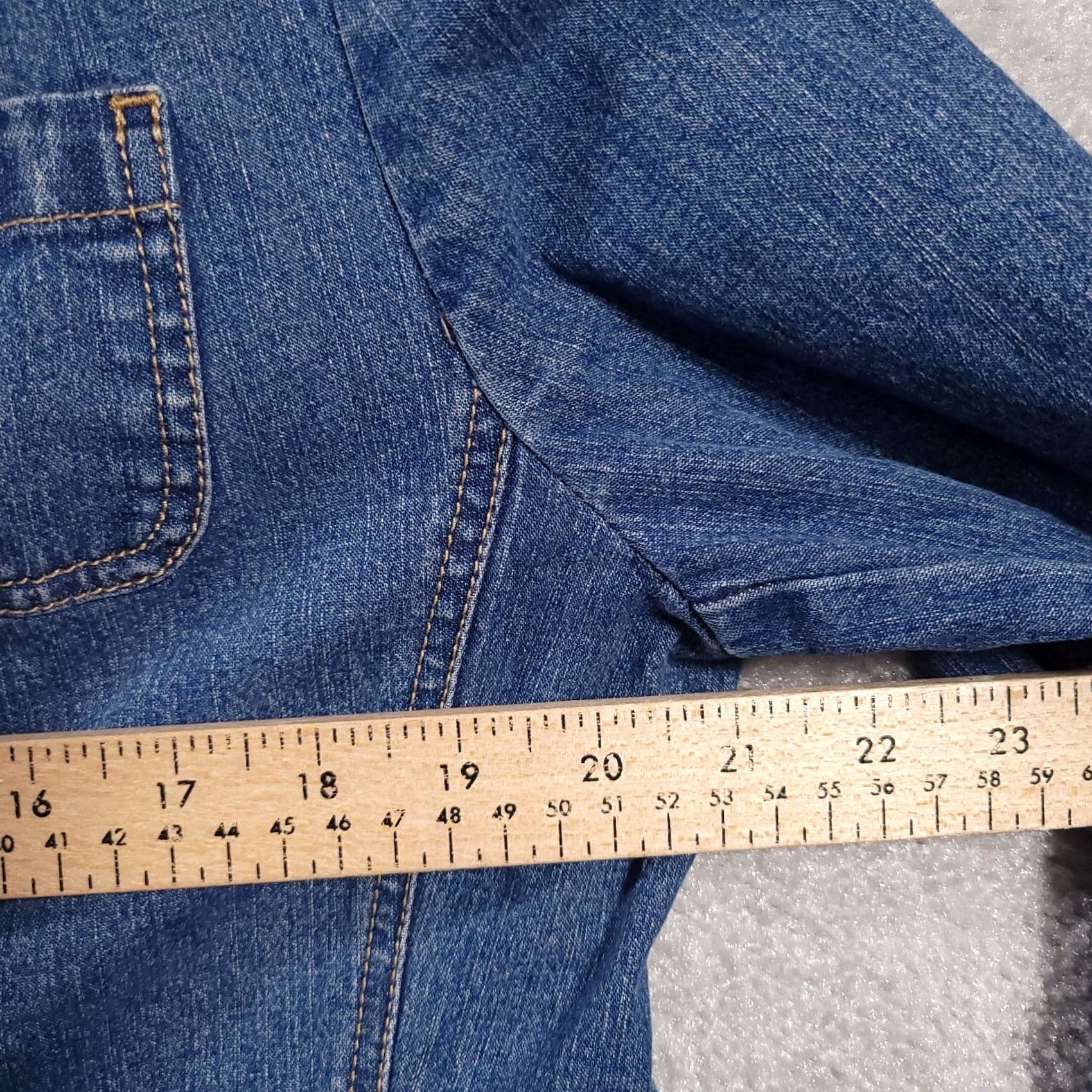 Vintage SagHarbor Blue Jean Jacket Womens 4 Stretch Denim Button Up Pockets Collared Jacket Size 27" / US 4 / IT 40 - 4 Thumbnail