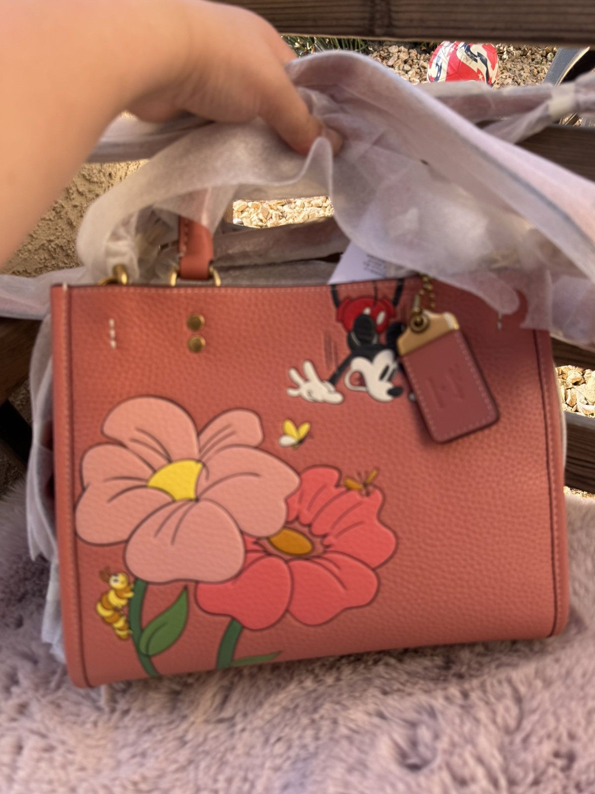 Coach DISNEY X COACH Rogue 25 Leather Mickey Mouse Flower Pink NWT Size ONE SIZE - 1 Thumbnail