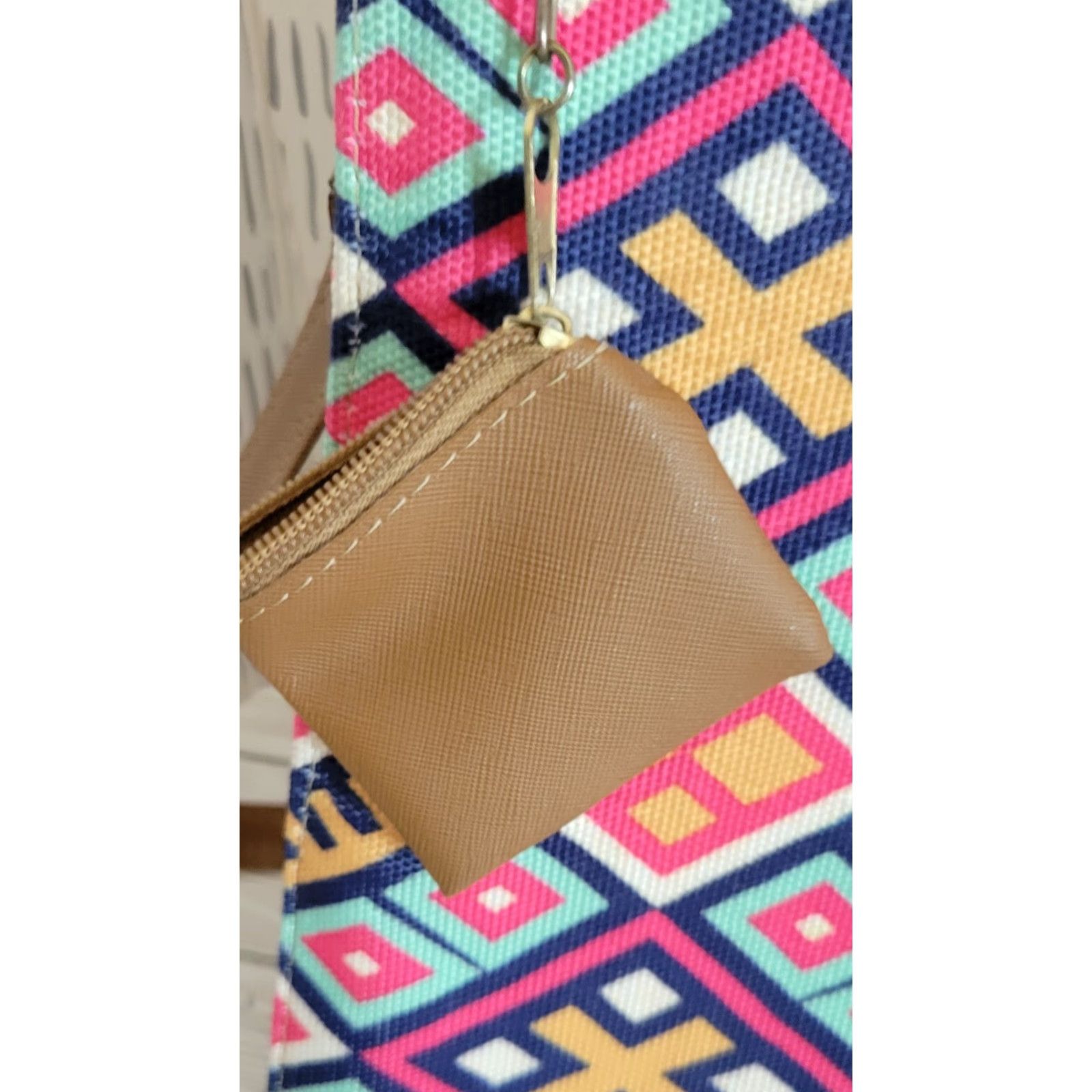 Changes Cartoon Frida Kahlo Shoulder Bag Purse EUC Tan Change Purse Handbag Womens Medium Multicolor Faux Leather 12x10x4 Inches Size ONE SIZE - 6 Thumbnail