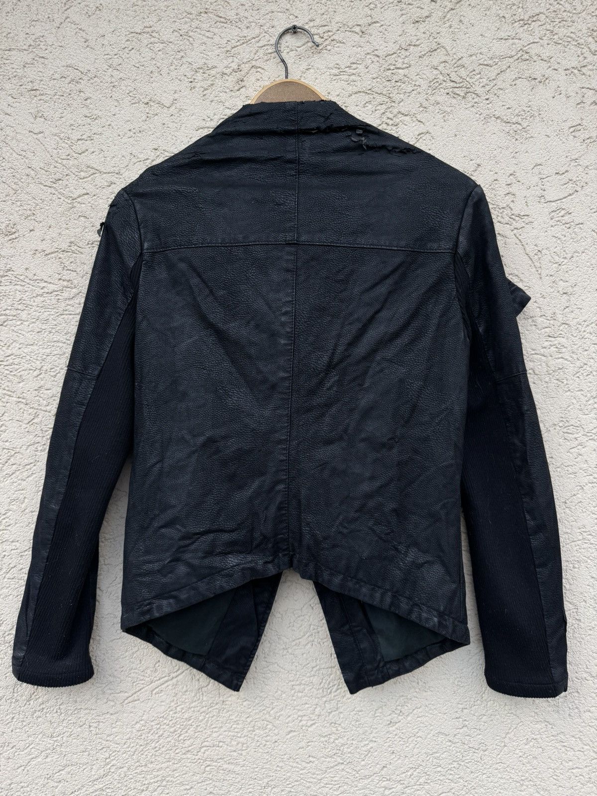 Rick Owens Vintage Asymmetric Distressed Big Neck Leather Jacket Size US S / EU 44-46 / 1 - 5 Thumbnail