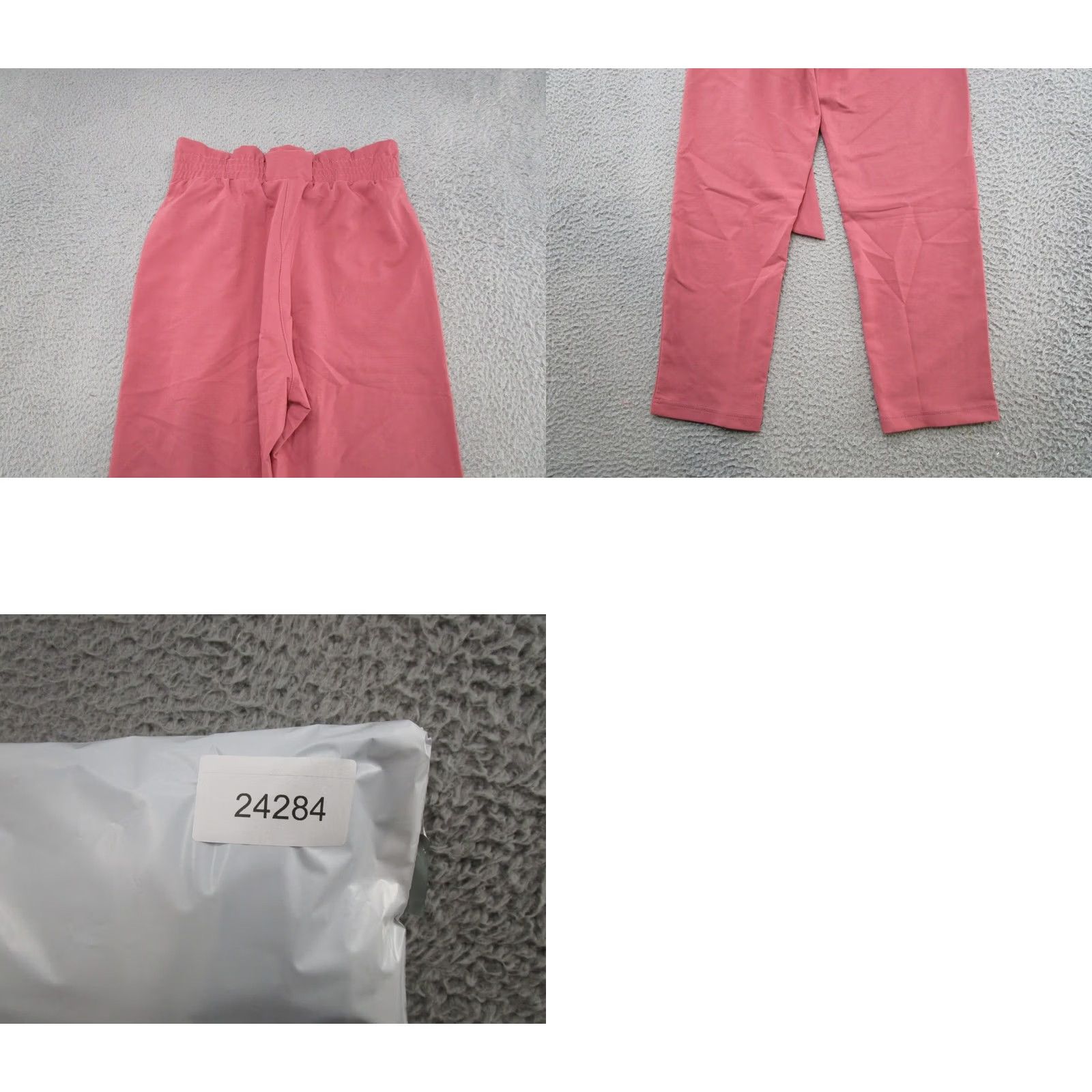 Vintage KANCY KOLE Women's Pink Paper Bag Pants High Waist Belted Elastic S NEW Size 28" / US 6 / IT 42 - 9 Thumbnail