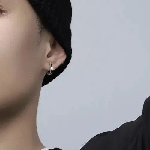 Designer × Sterling Silver 925 Silver Plated Letter Small Hoop Earrings for Men Women Size ONE SIZE - 3 Thumbnail