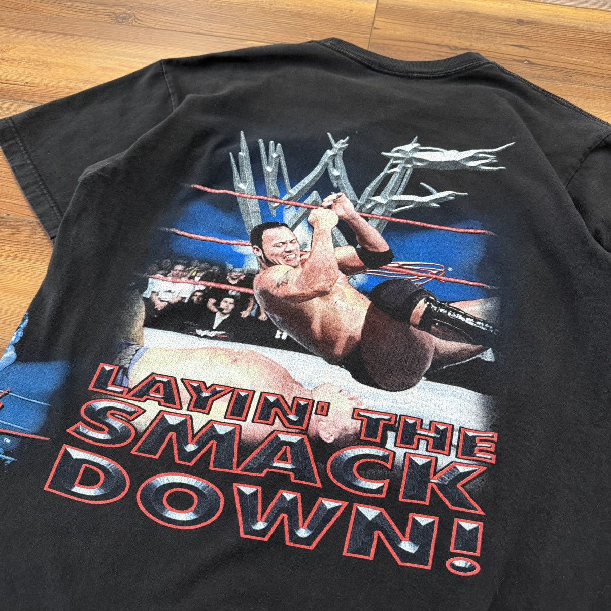 Other Vintage The Rock WWF Layin Smackdown Wraparound Black Shirt Size US L / EU 52-54 / 3 - 4 Thumbnail