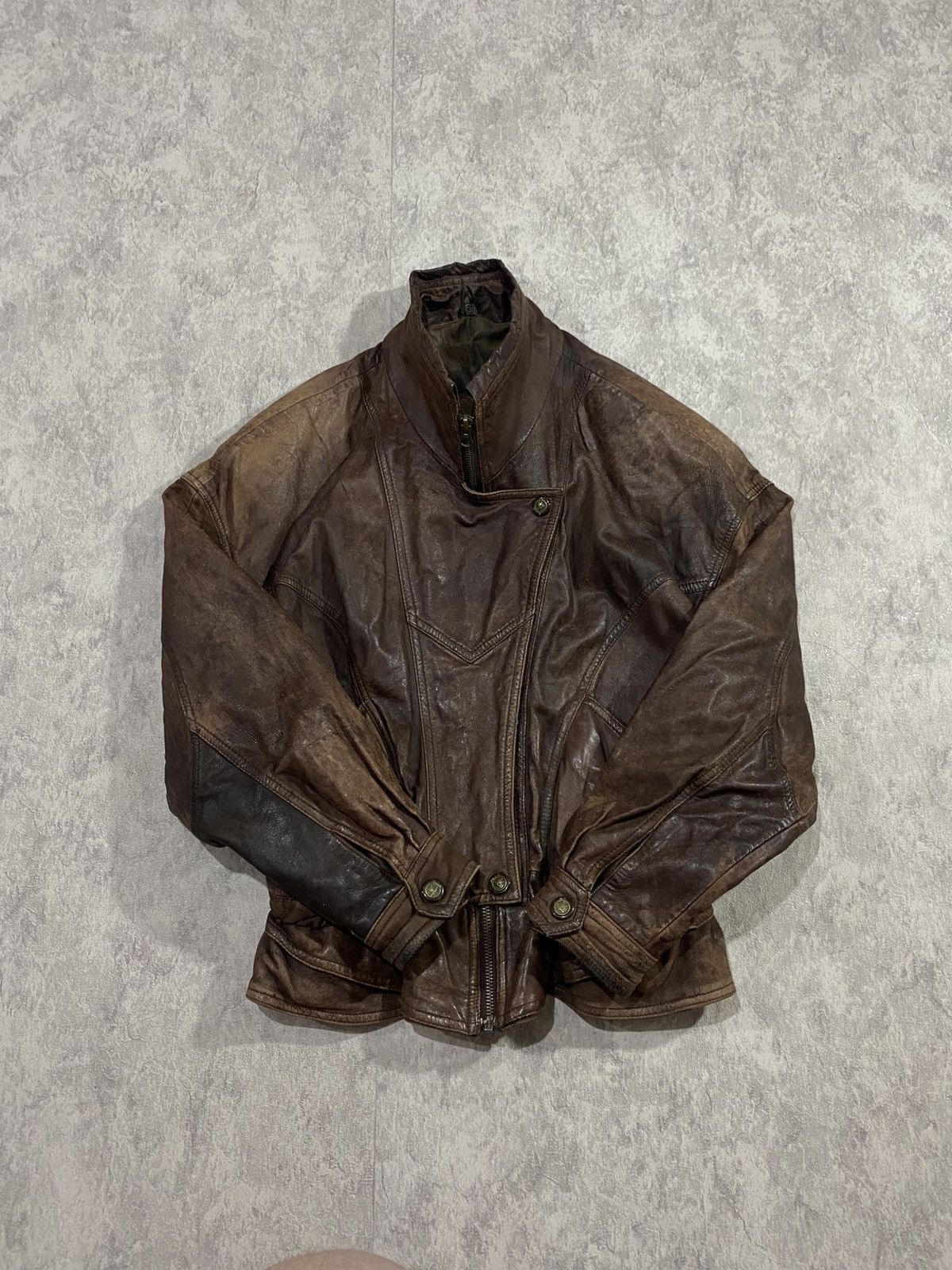 Le Grande Bleu (L.G.B.) Vintage Distressed Leather Jacket LGB If Six Was Nine Style Size M / US 6-8 / IT 42-44 - 7 Thumbnail