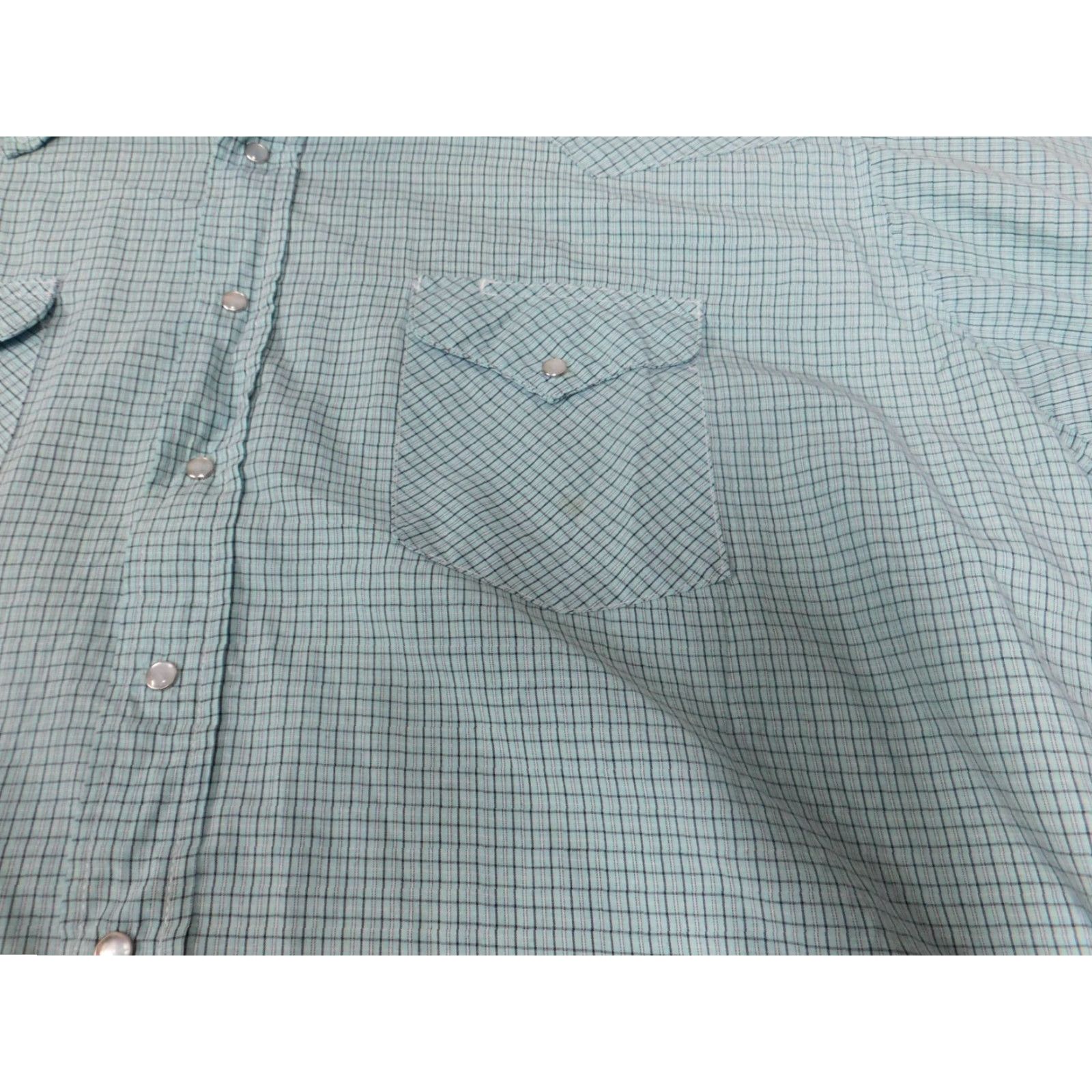 Vintage Ruddock Shirt Mens 39 Blue Plaid Western Snap Vintage Button-Up Short Sleeve Silk Knit Collared Logo Graphic Print Size US L / EU 52-54 / 3 - 4 Thumbnail