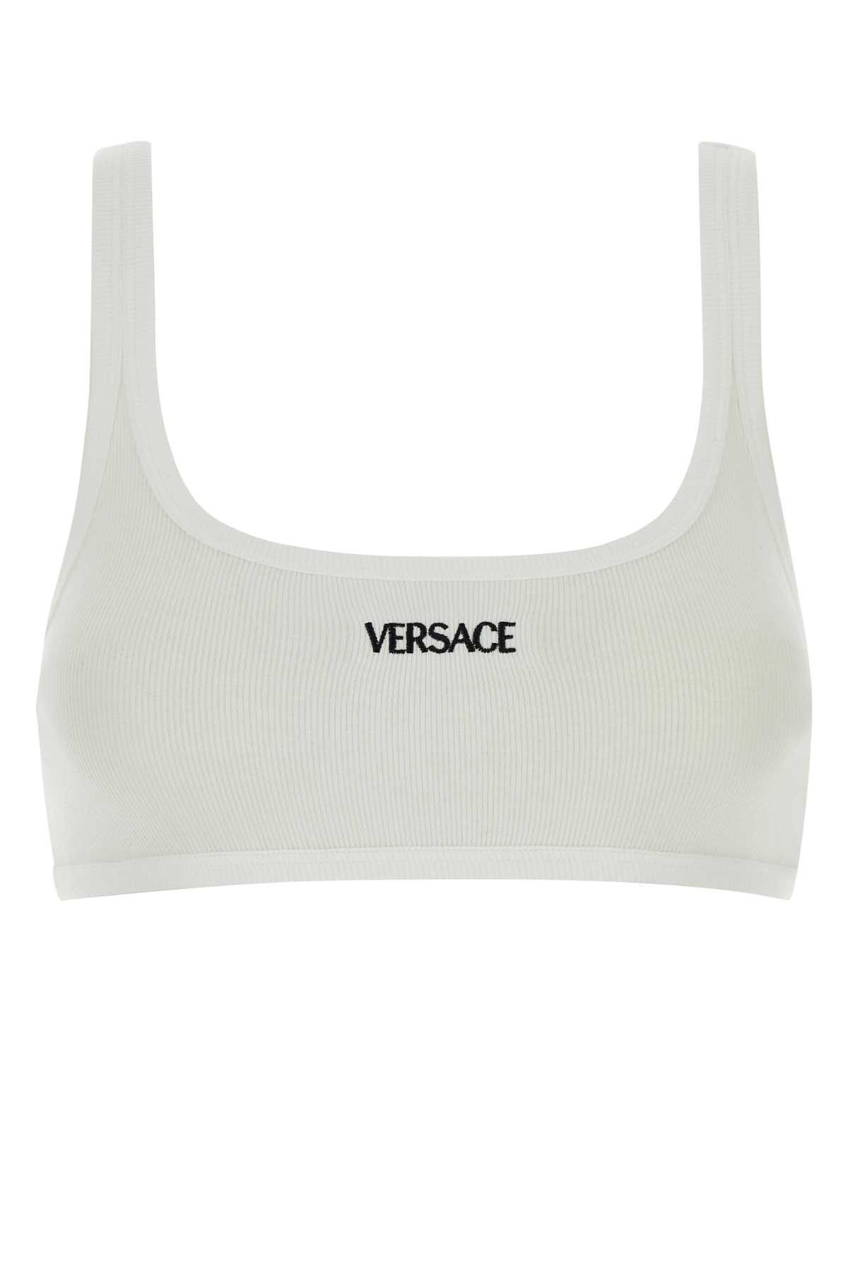 Versace White Stretch Cotton Bra Size L / US 10 / IT 46 - 1 Thumbnail