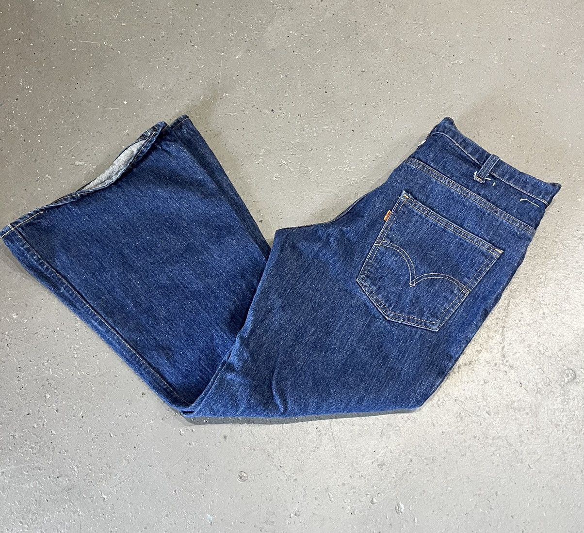 Image of Archival Clothing x Levis Vintage Levi’S 684 Orange Tab Dark Wash Bell Bottom Jeans in Blue (Size 3