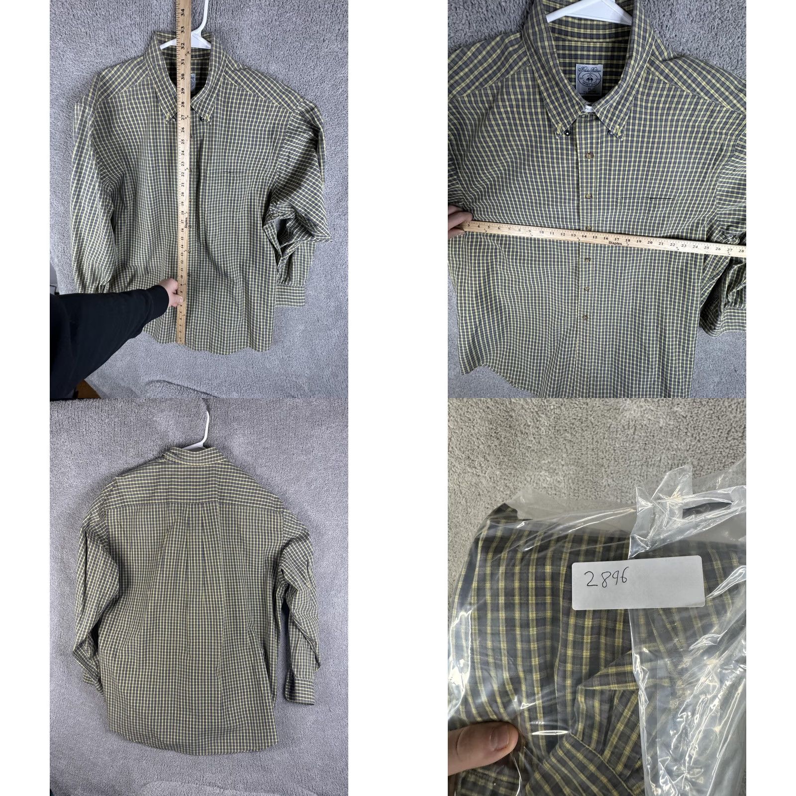 Brooks Brothers Brooks Brothers Shirt Mens XL Yellow Gray Plaid Button Down Cotton Long Sleeve Size US XL / EU 56 / 4 - 8 Thumbnail