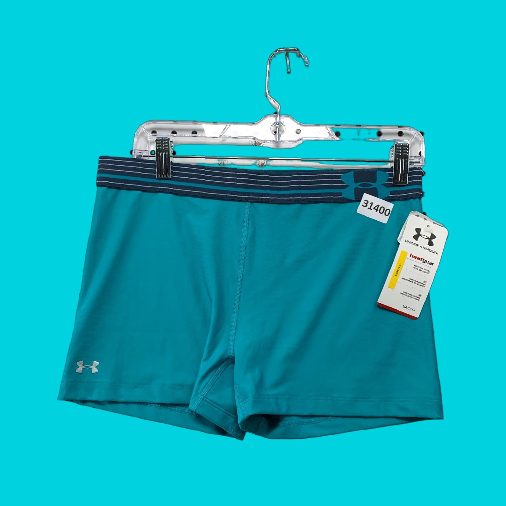Under Armour Under Armour Heat Gear Active Shorts Women L Green 31 in Inseam 3 in Athletic Activewear Size 36" / US 14 / IT 50 - 1 Thumbnail