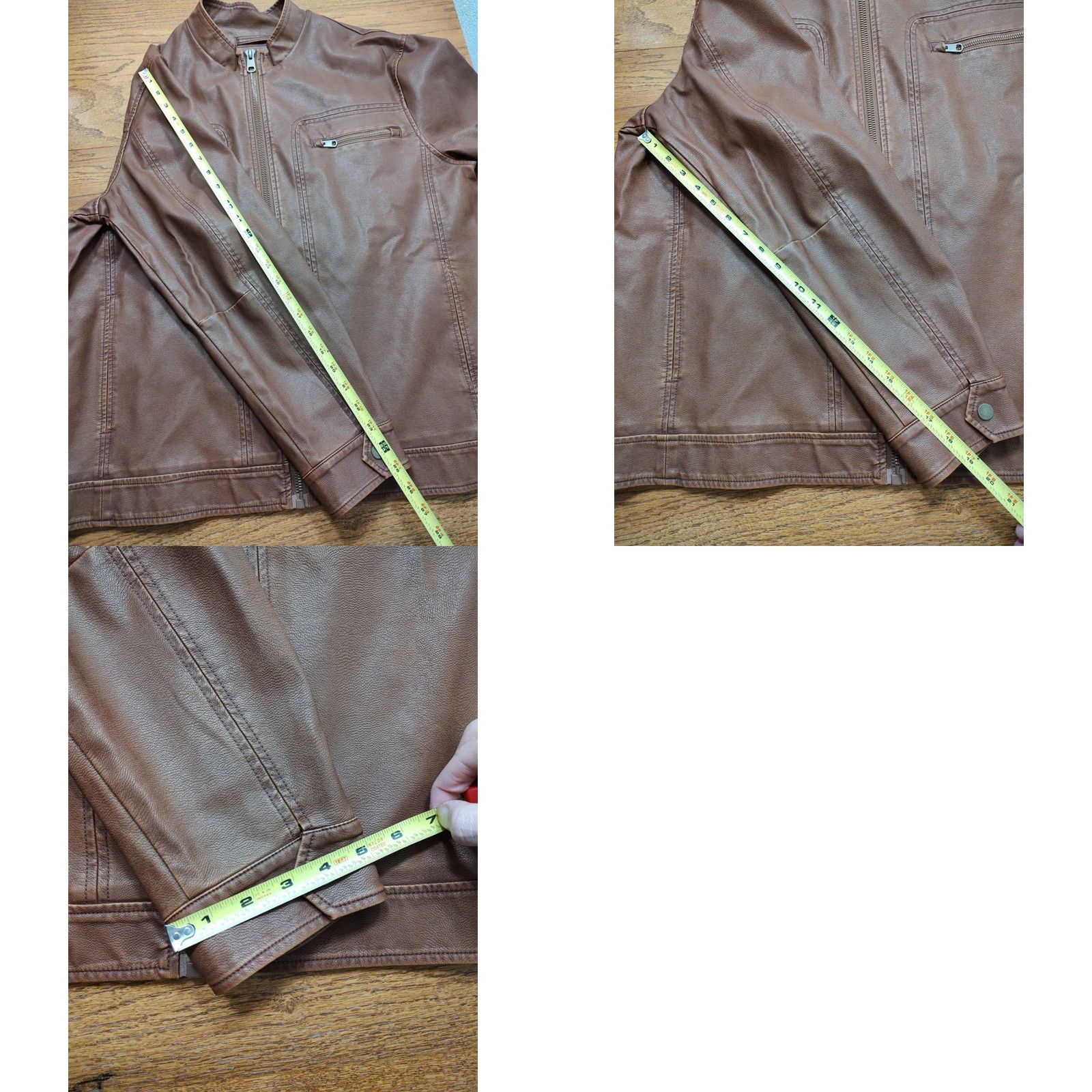 Roundtree & Yorke NWT Roundtree & Yorke Mens L Moto Motorcycle Vegan Faux Leather Jacket Brown Size US L / EU 52-54 / 3 - 9 Thumbnail
