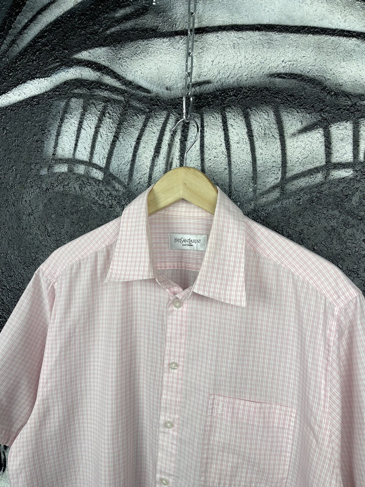 Yves Saint Laurent Yves Saint Laurent Vintage Pink Checkered Shirt Size L Size US L / EU 52-54 / 3 - 2 Thumbnail