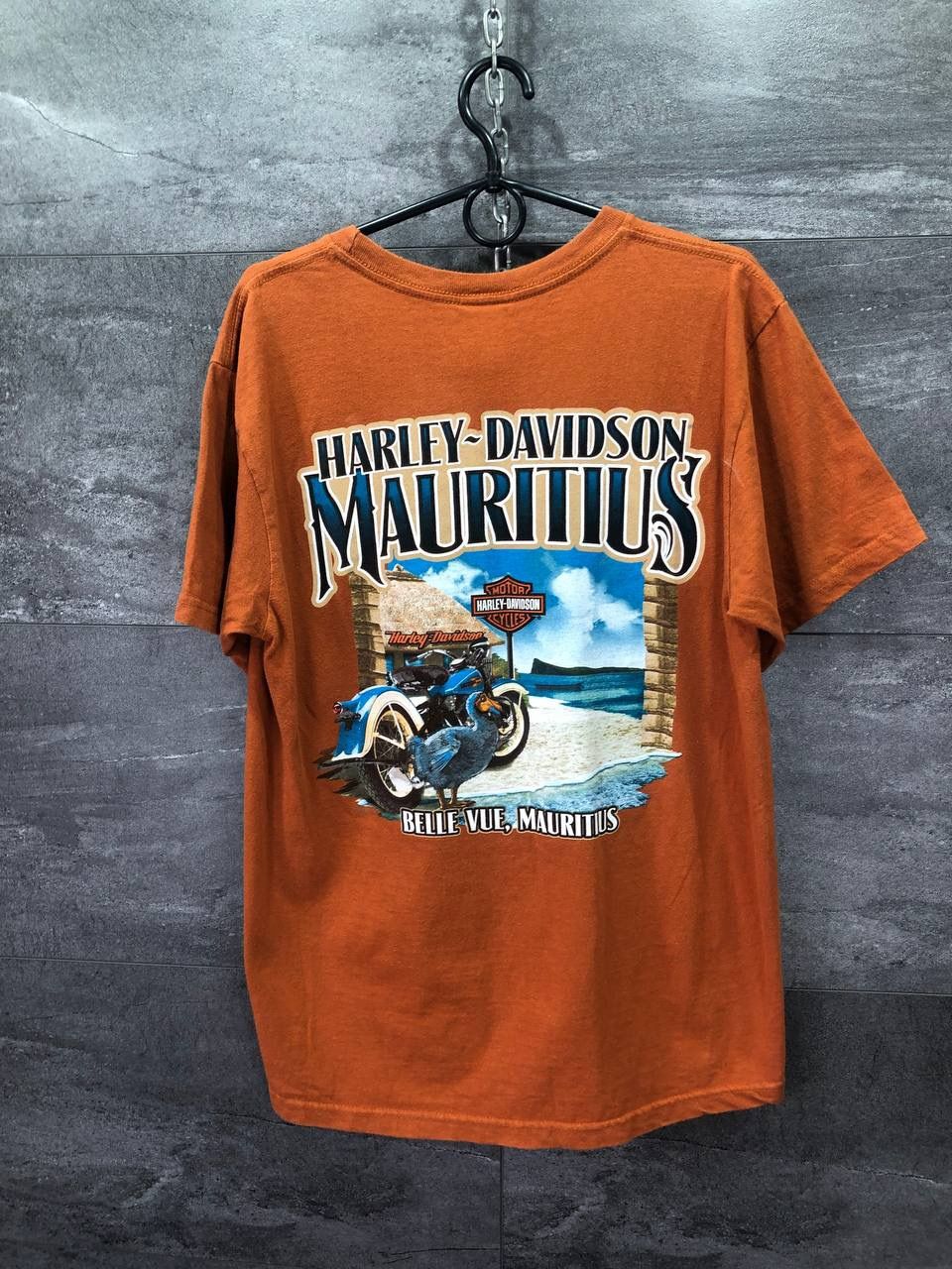 Pre-owned Harley Davidson X Made In Usa Harley Davidson Mauritius Motorcycles Mens T-shirt In Brown