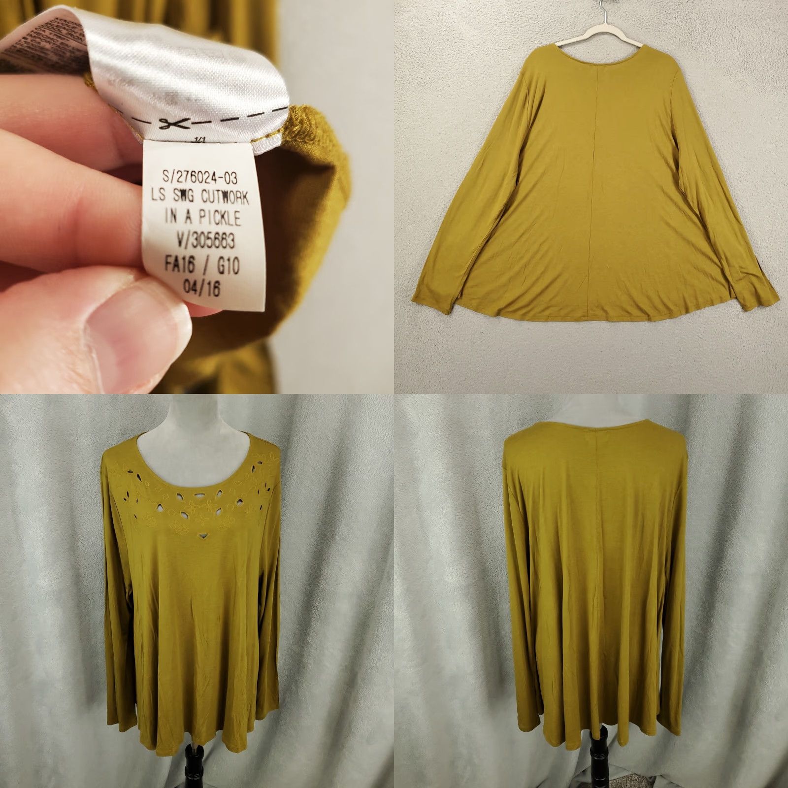Old Navy VINTAGE New Old Navy Womens Top XXL Beige Green Cutout Accents NWT Size XXL / US 16-18 / IT 52-54 - 8 Thumbnail