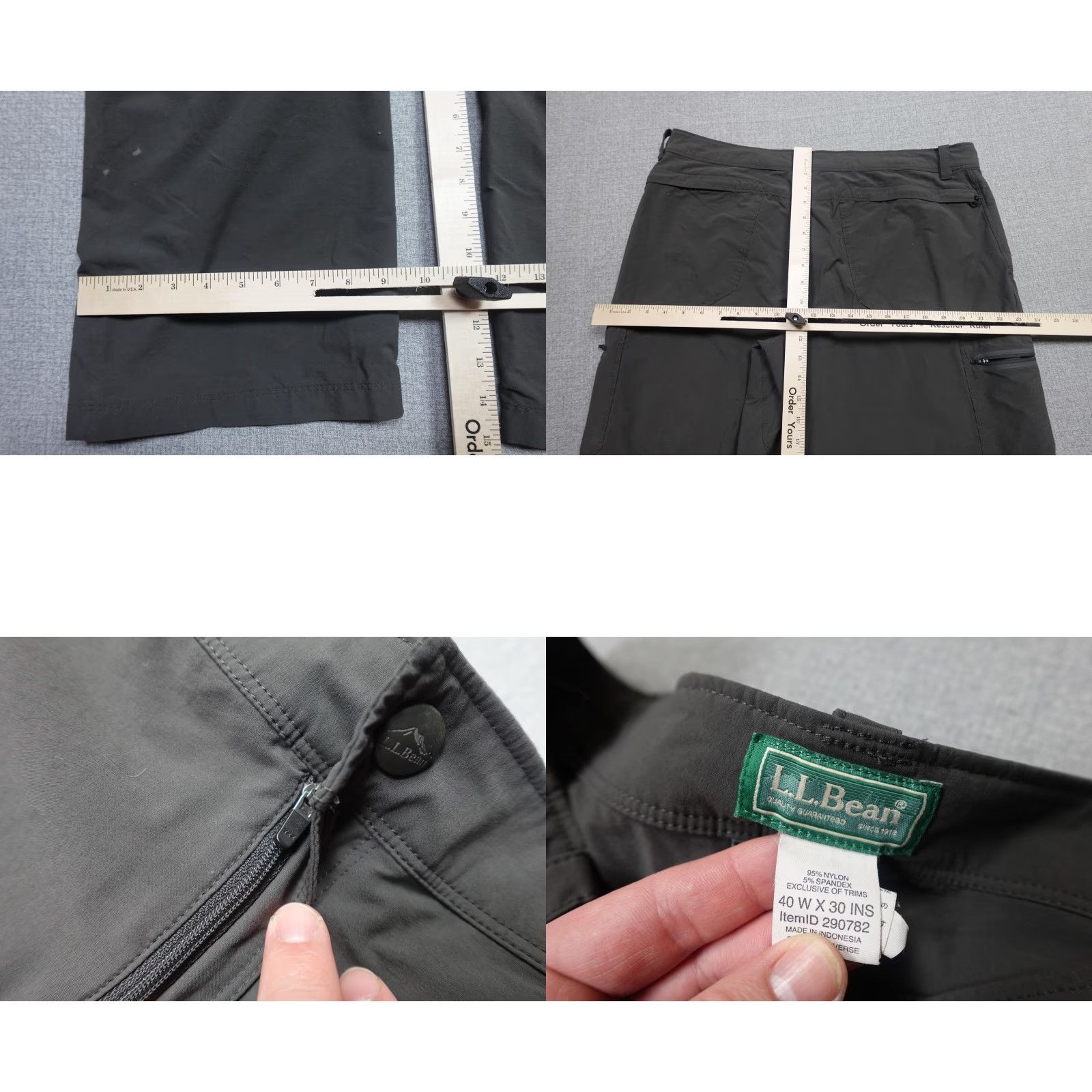 Vintage L.L. Bean Convertible Pants Mens 40x30 Gray Hiking Nylon Stretch Zip Off Khakis Pants Size US 40 / EU 56 - 8 Thumbnail