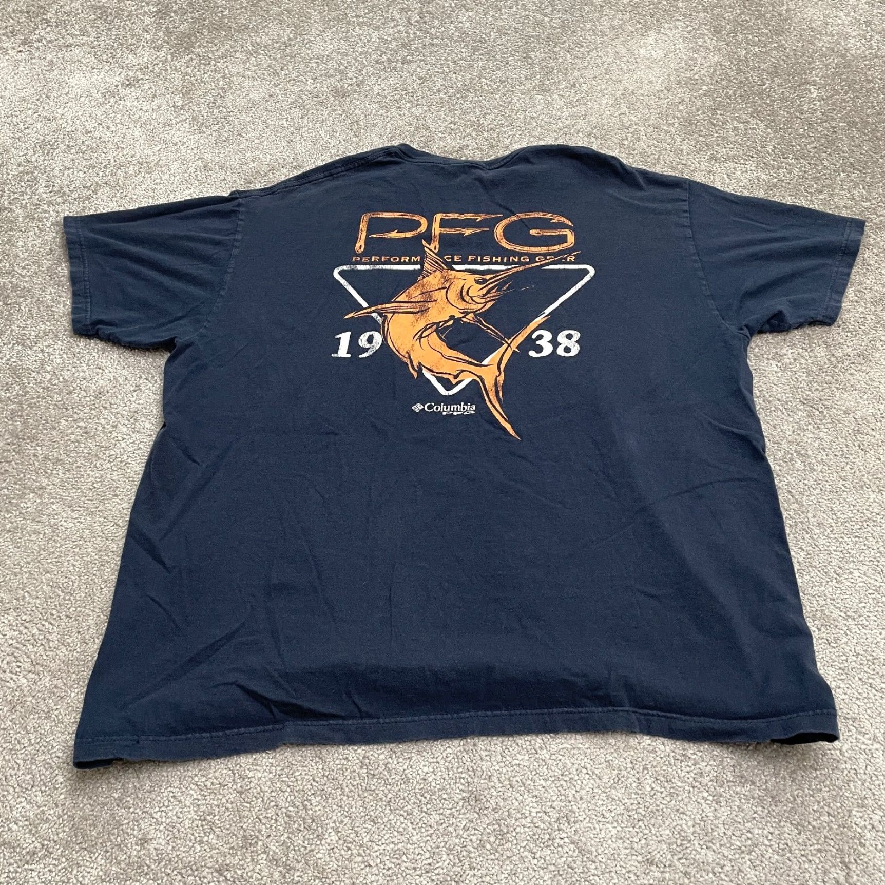 Vintage Columbia PFG Graphic T-Shirt Mens XXL Blue Crew Neck Short Sleeve Cotton Tee Size US XXL / EU 58 / 5 - 2 Thumbnail