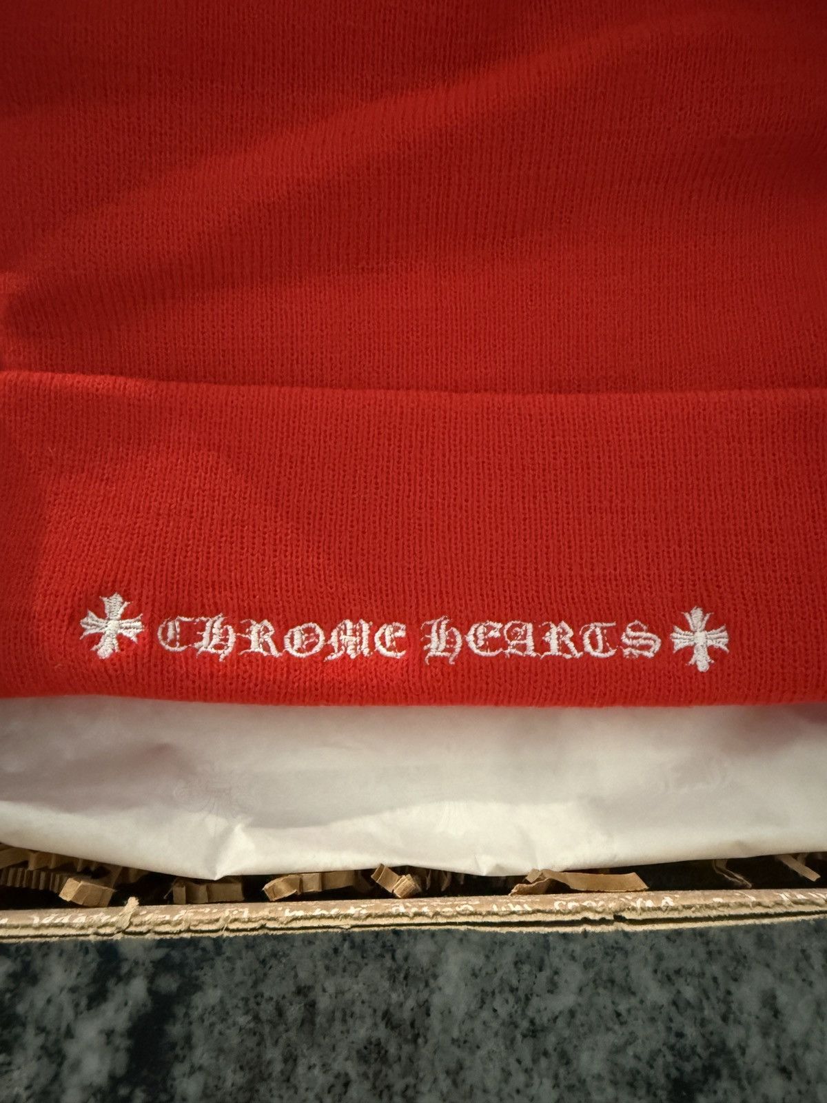 Chrome Hearts Chrome Hearts Logo Beanie Red Size ONE SIZE - 3 Thumbnail