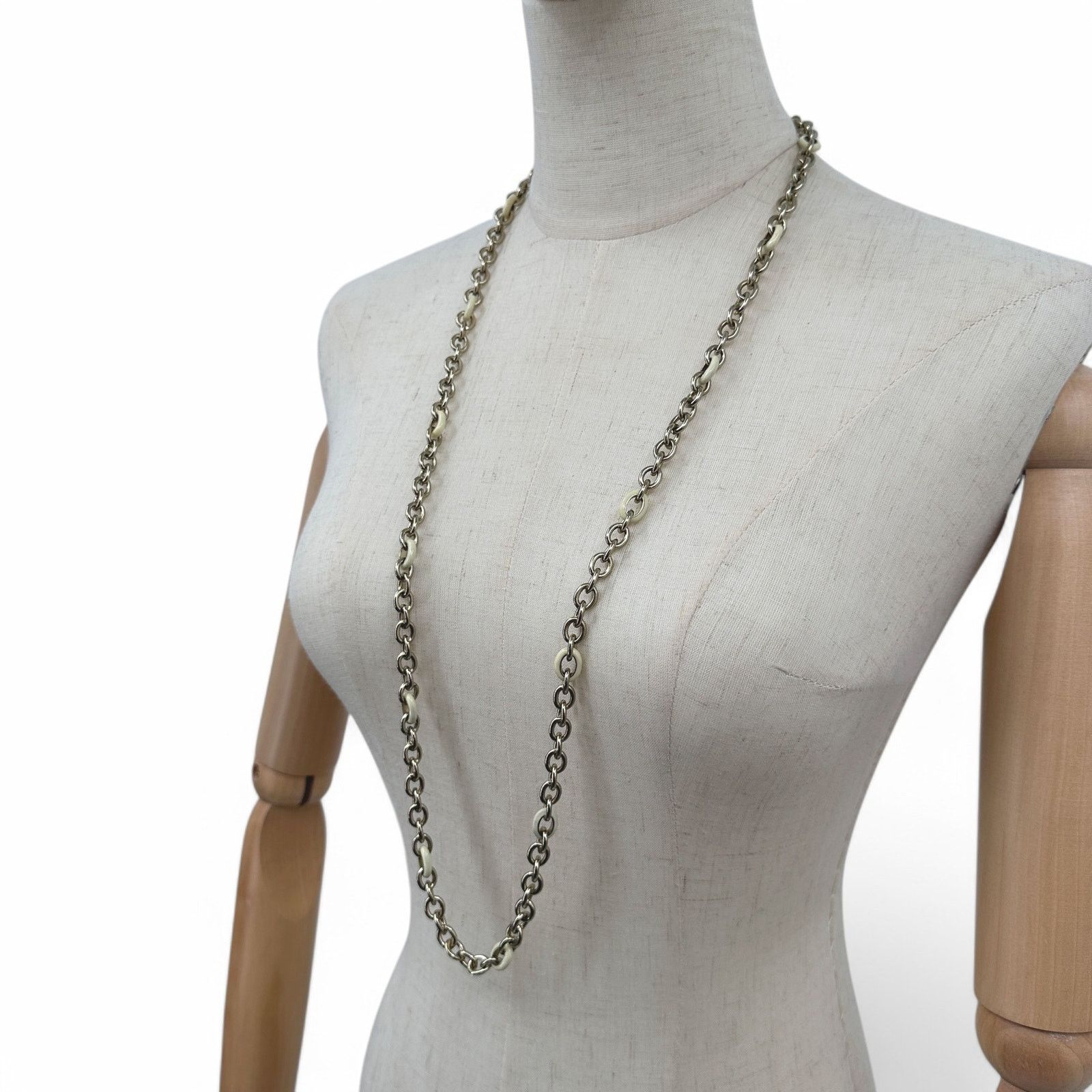 J.Crew J Crew Long Chain Necklace Gold Tone with Cream Enamel Links Size ONE SIZE - 5 Thumbnail