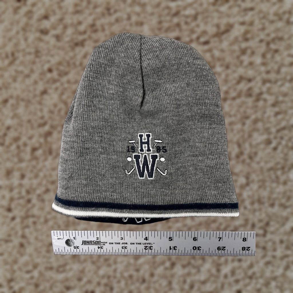 Adidas VINTAGE adidas Beanie Hat - Knit Reversible Stripe Thermal Adult One Size Gray/Blue - Ski Logo Casual Winter Mens Size ONE SIZE - 1 Thumbnail
