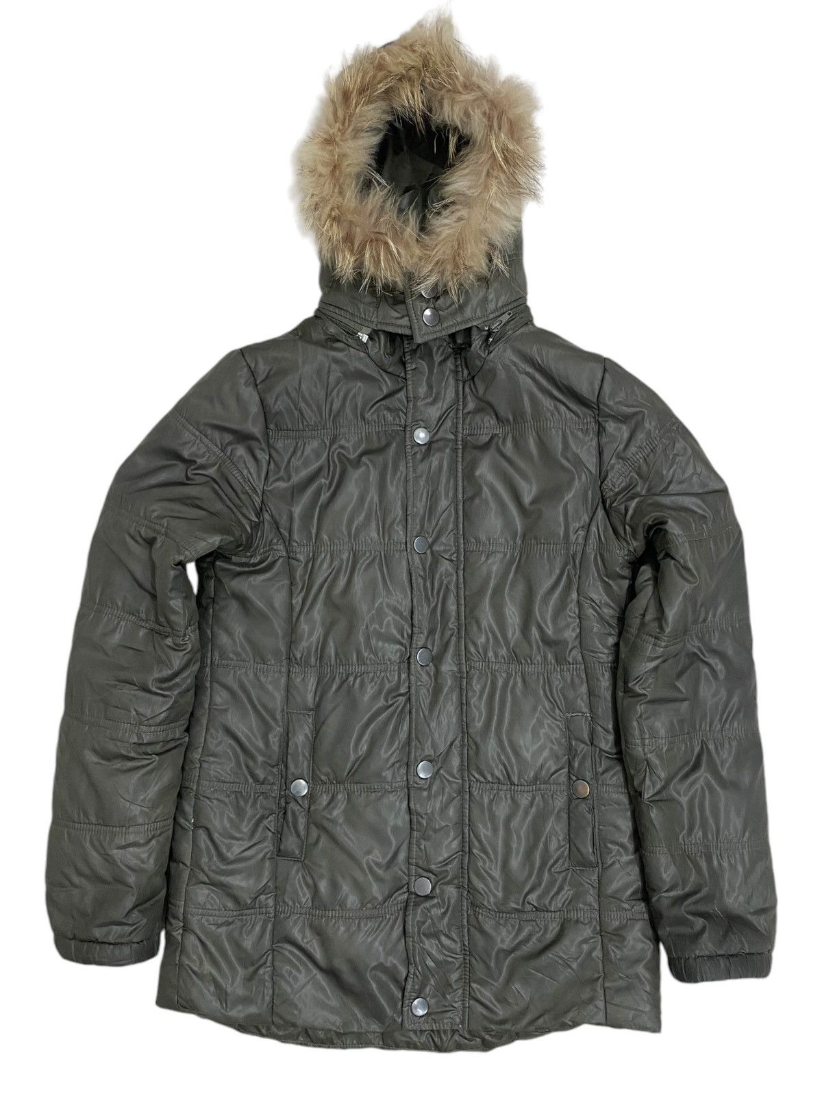 Manics Light Fur Zipper Hoodie Puffle Winter Olive Green