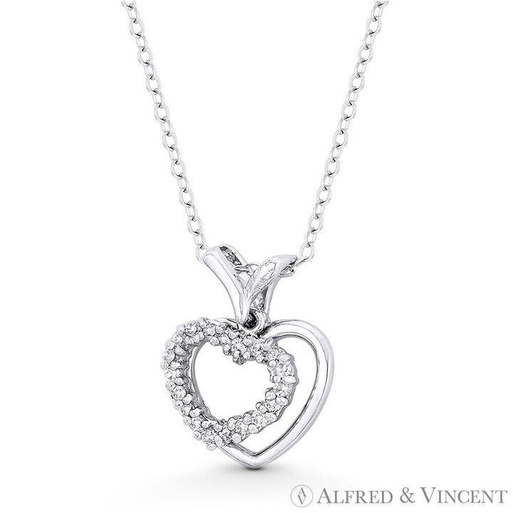 Other Double-Heart CZ Crystal Pave 18x13.5mm Pendant Size ONE SIZE - 3 Thumbnail
