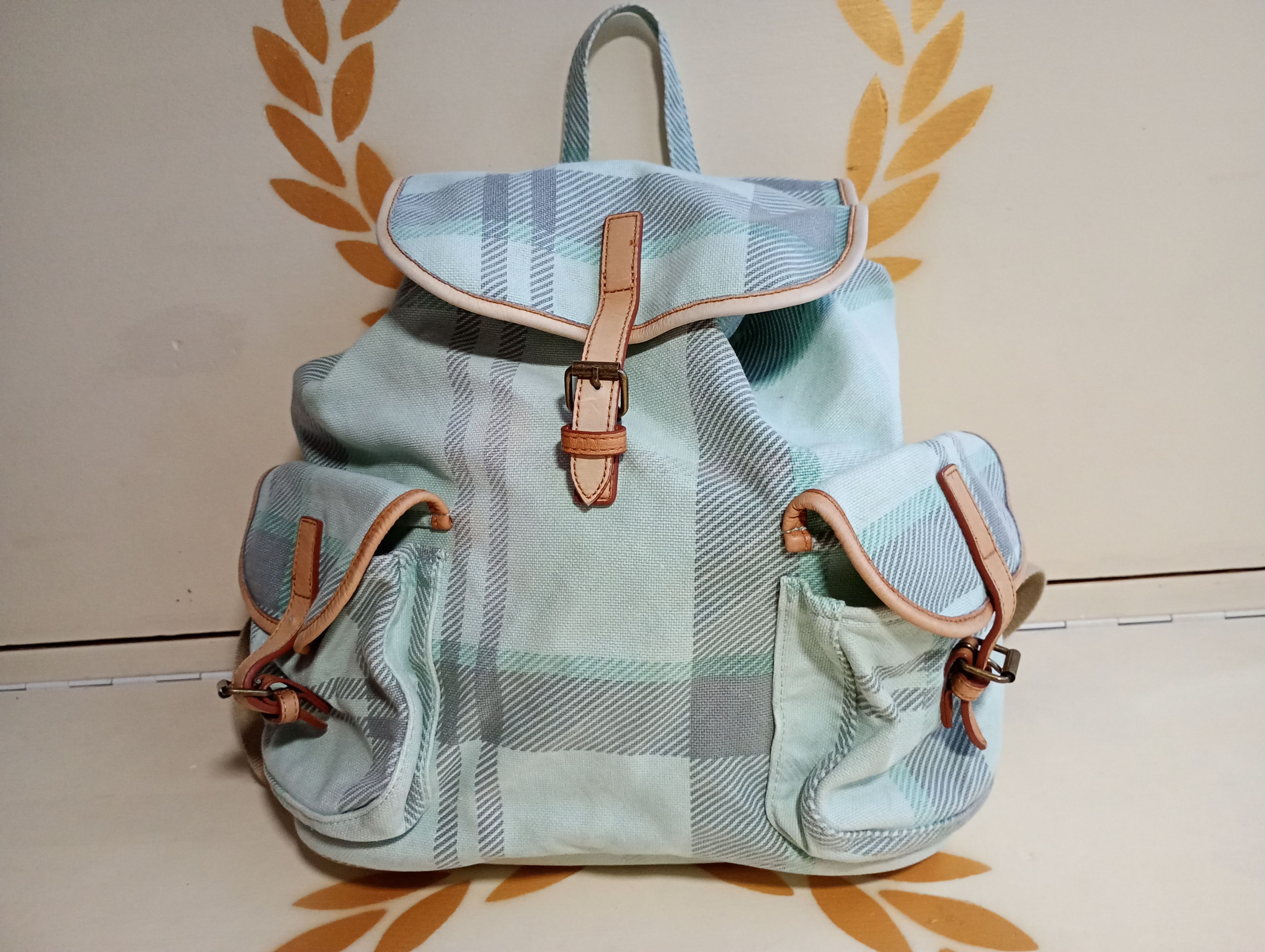 Barbour Barbour Rucksack Check Backpack Green Cotton Leather Size ONE SIZE - 1 Thumbnail