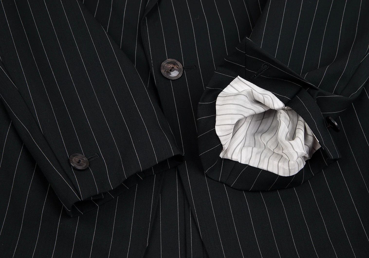 Jean Paul Gaultier Wool Stripe Jacket in Black, Size 48 Size US M / EU 48-50 / 2 - 5 Thumbnail