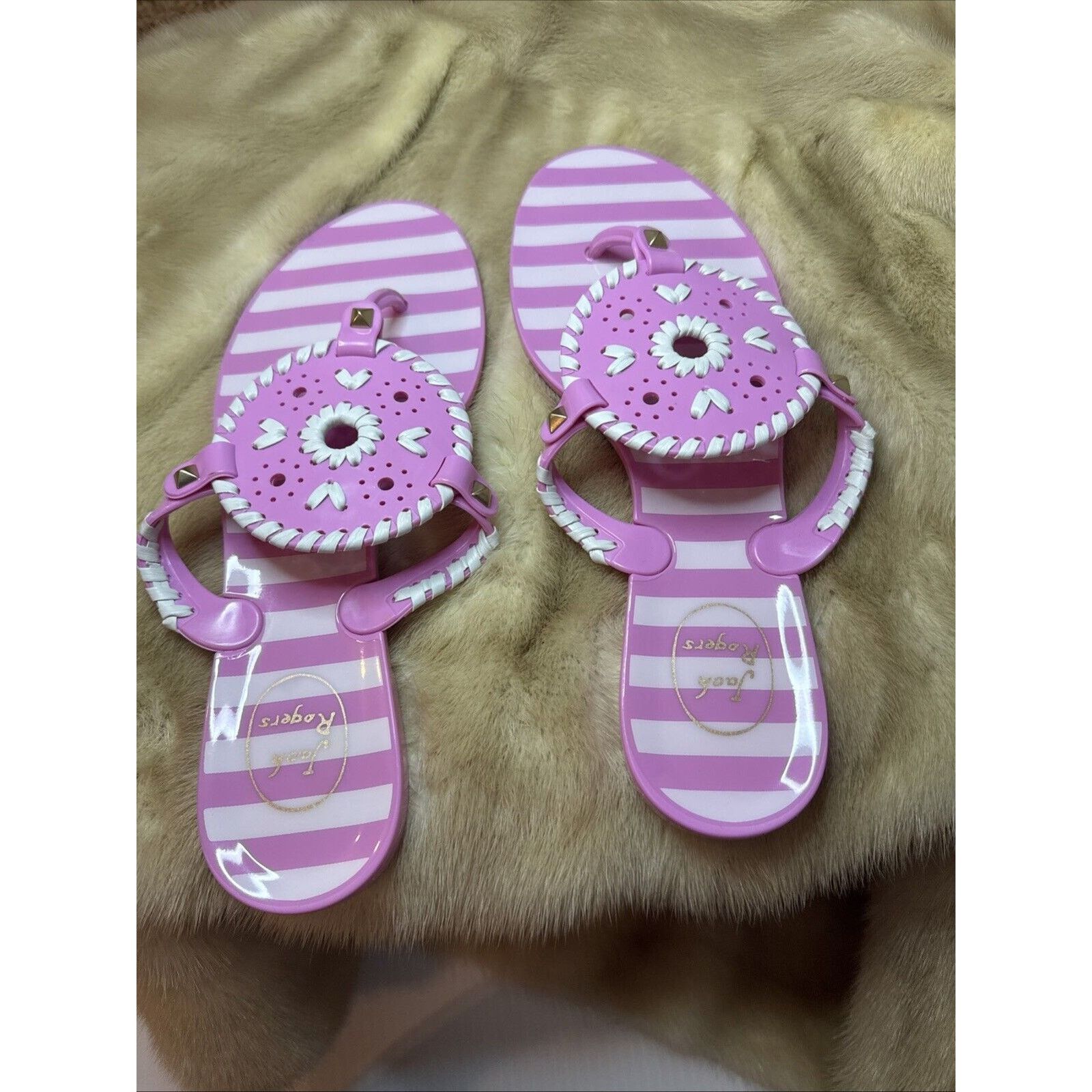 Jack Rogers Jack Rogers Womens Stripe Jelly Thong Sandal Open Toe Size US 8 / IT 38 - 5 Thumbnail