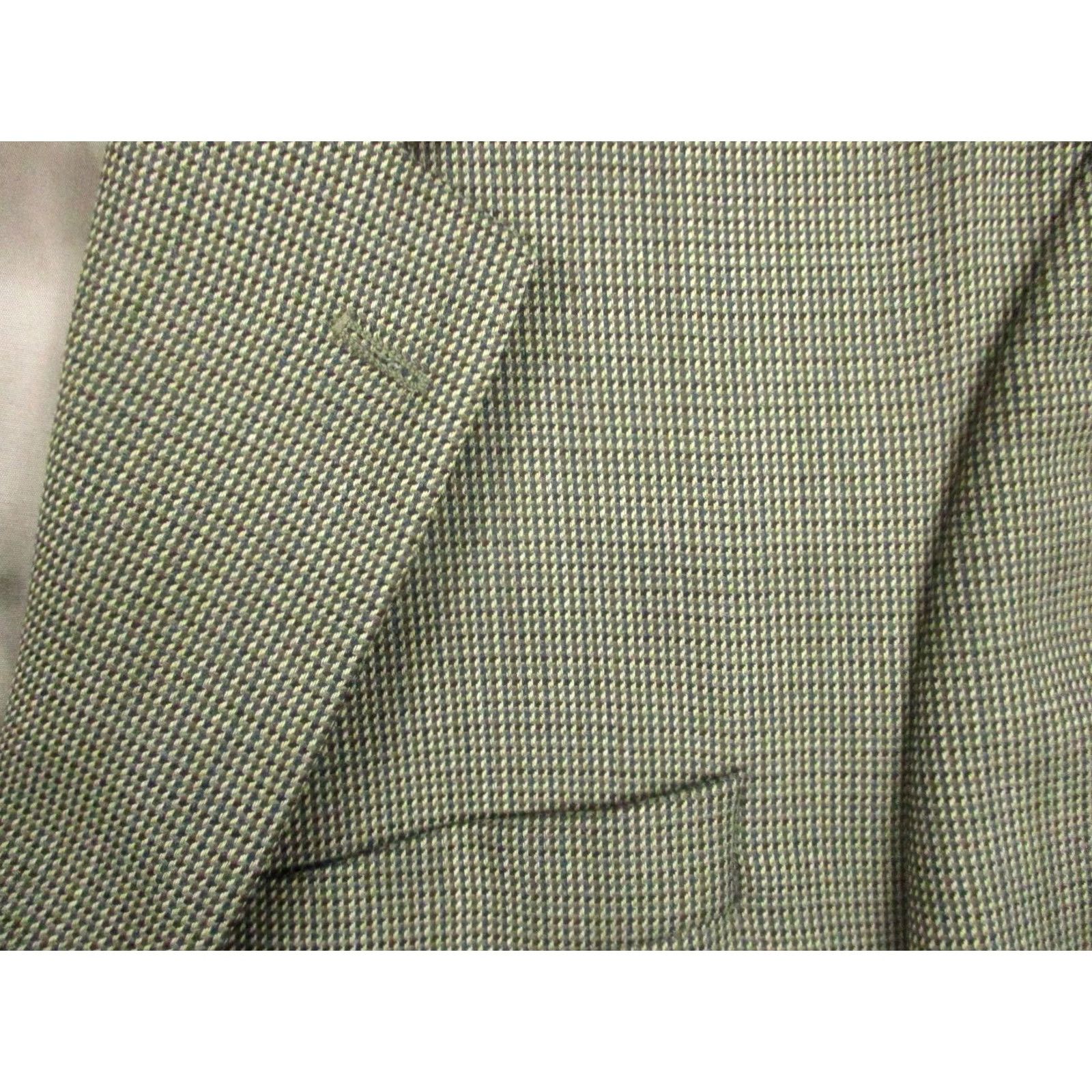 Ralph Lauren Lauren Ralph Lauren Blazer Mens 41R Green Wool Micro Houndstooth Sport Coat Size 42R - 2 Thumbnail