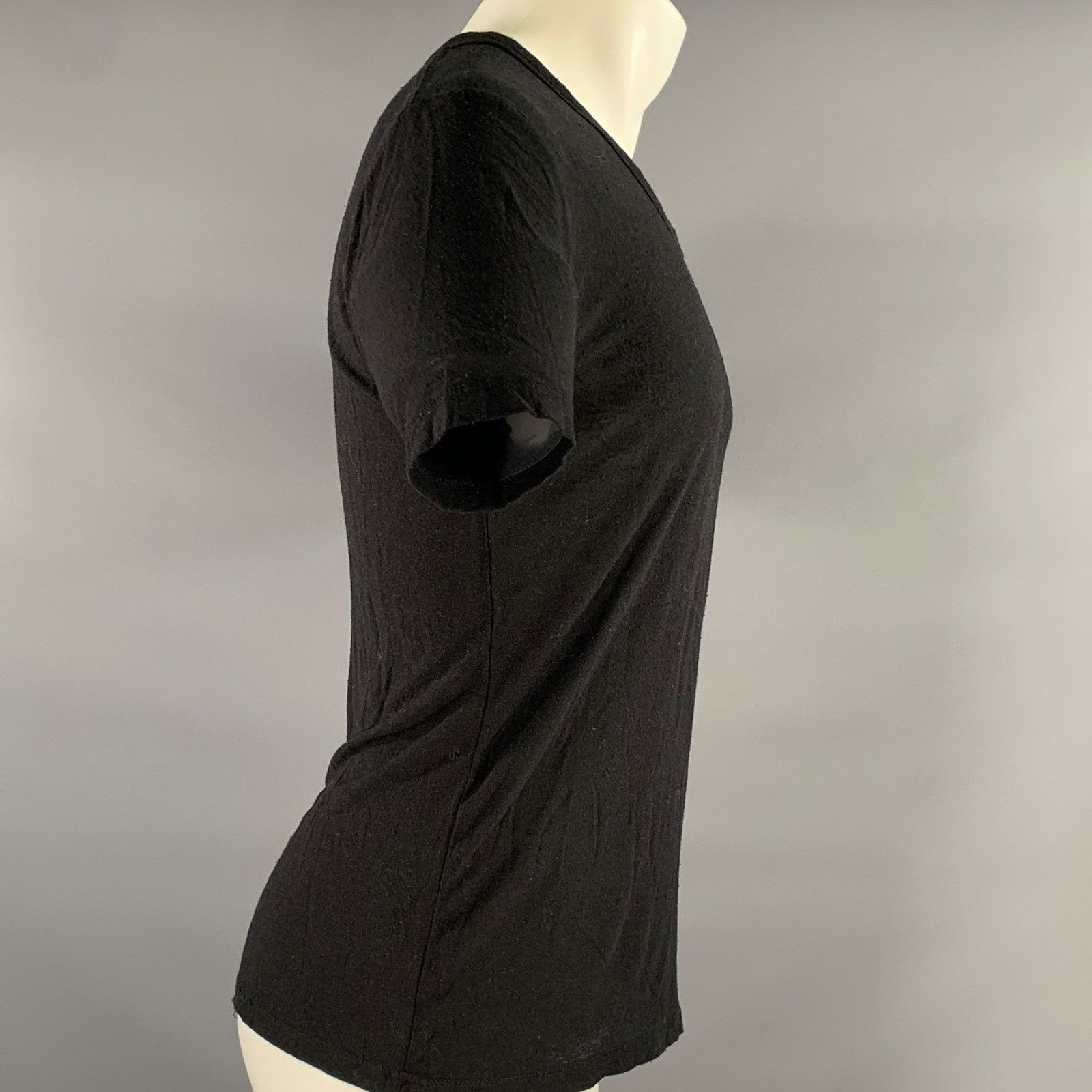 Alexander Wang ALEXANDER WANG Black Textured Silk Rayon See Through T-shirt Size XS / US 0-2 / IT 36-38 - 2 Thumbnail
