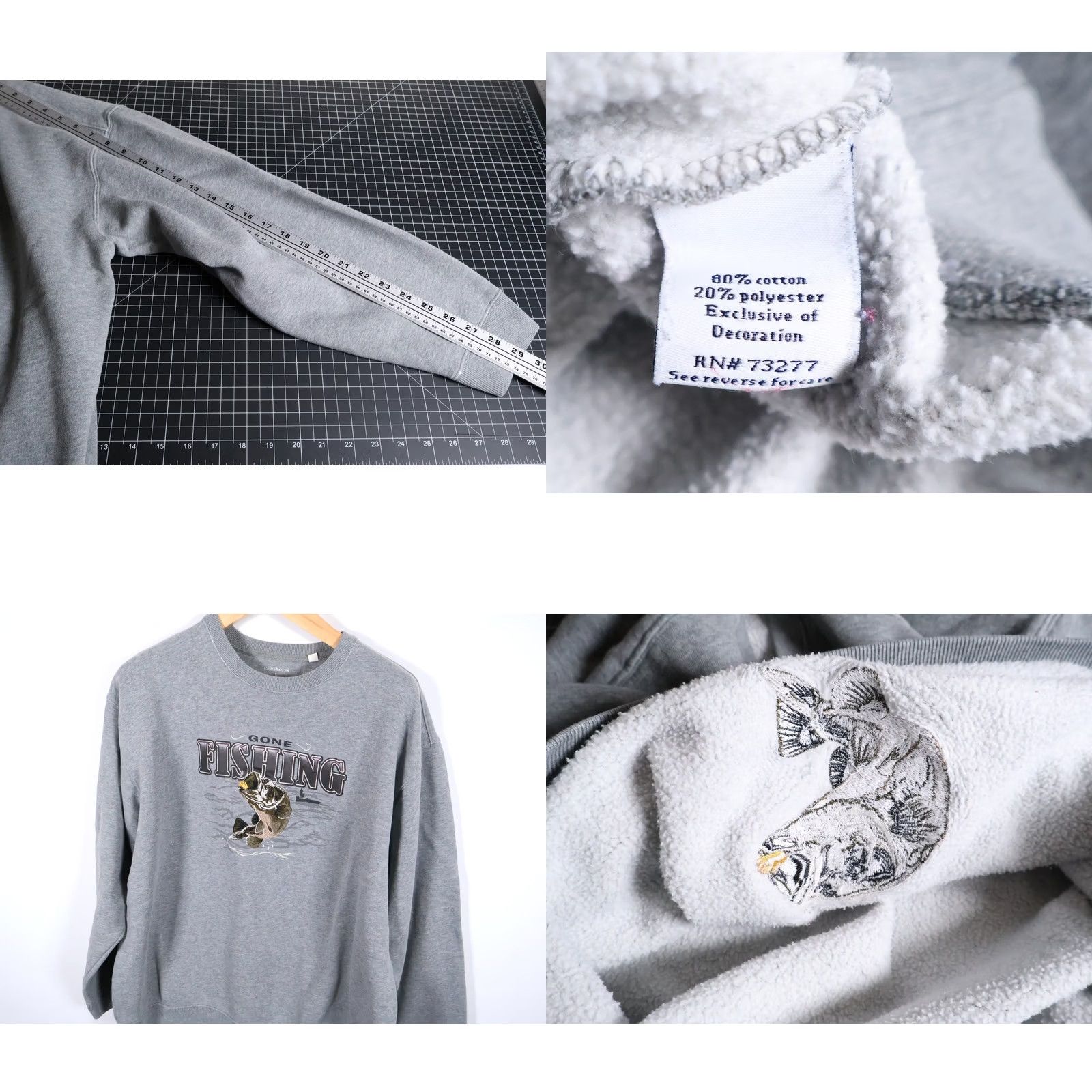 Croft & Barrow VINTAGE Croft & Barrow Embroidered Gone Fishing Sweatshirt Mens Large Heather Gray Crewneck Y2K Nature 90s Fish Outdoor Graphic Print Heavyweight Size US L / EU 52-54 / 3 - 8 Thumbnail