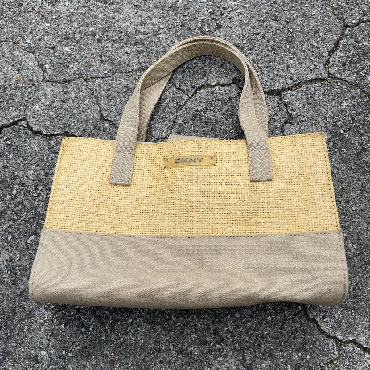 DKNY Vintage 90s DKNY Mini Straw Canvas Bag Size ONE SIZE - 1 Thumbnail