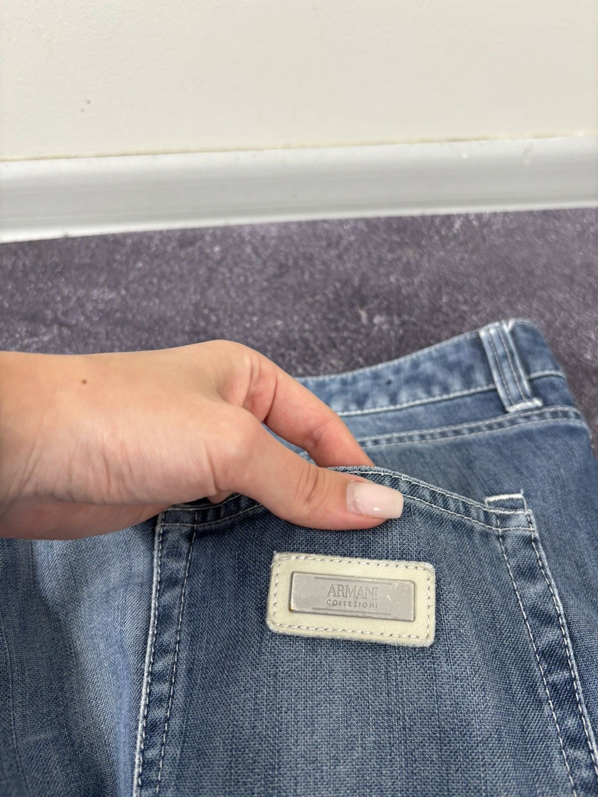 Armani Armani Collezioni Y2K Faded Blue Denim Hype Baggy Jeans Size US 40 / EU 56 - 8 Thumbnail