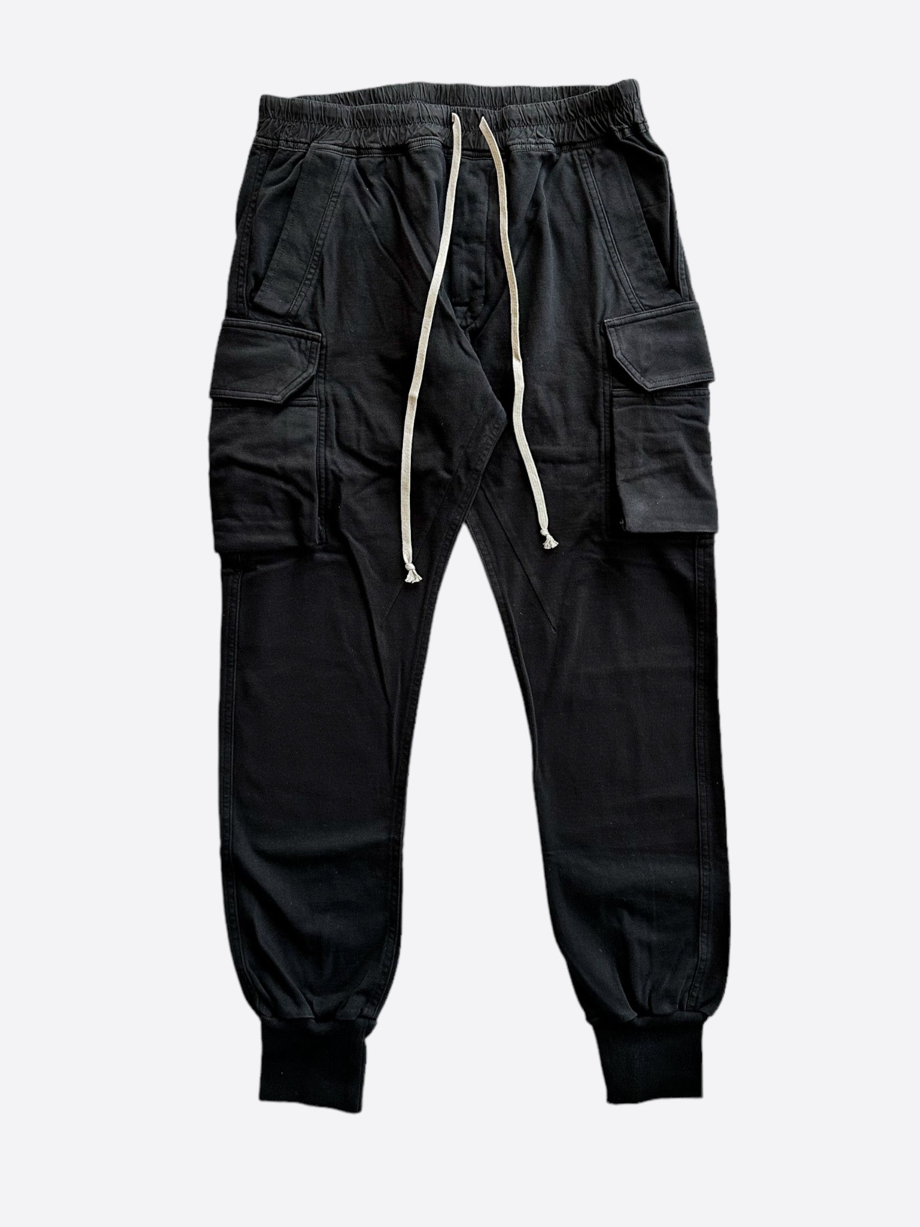 image of Rick Owens Black Mastodon Cargo Pants, Men's (Size 36)