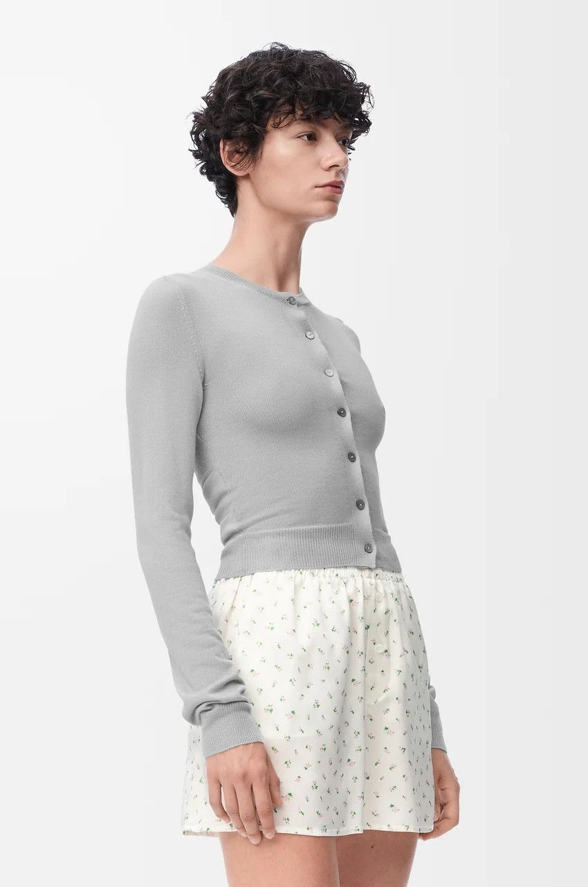 Loewe o1loc1c0525 Draped Cardigan in Light Grey Size XS / US 0-2 / IT 36-38 - 3 Thumbnail