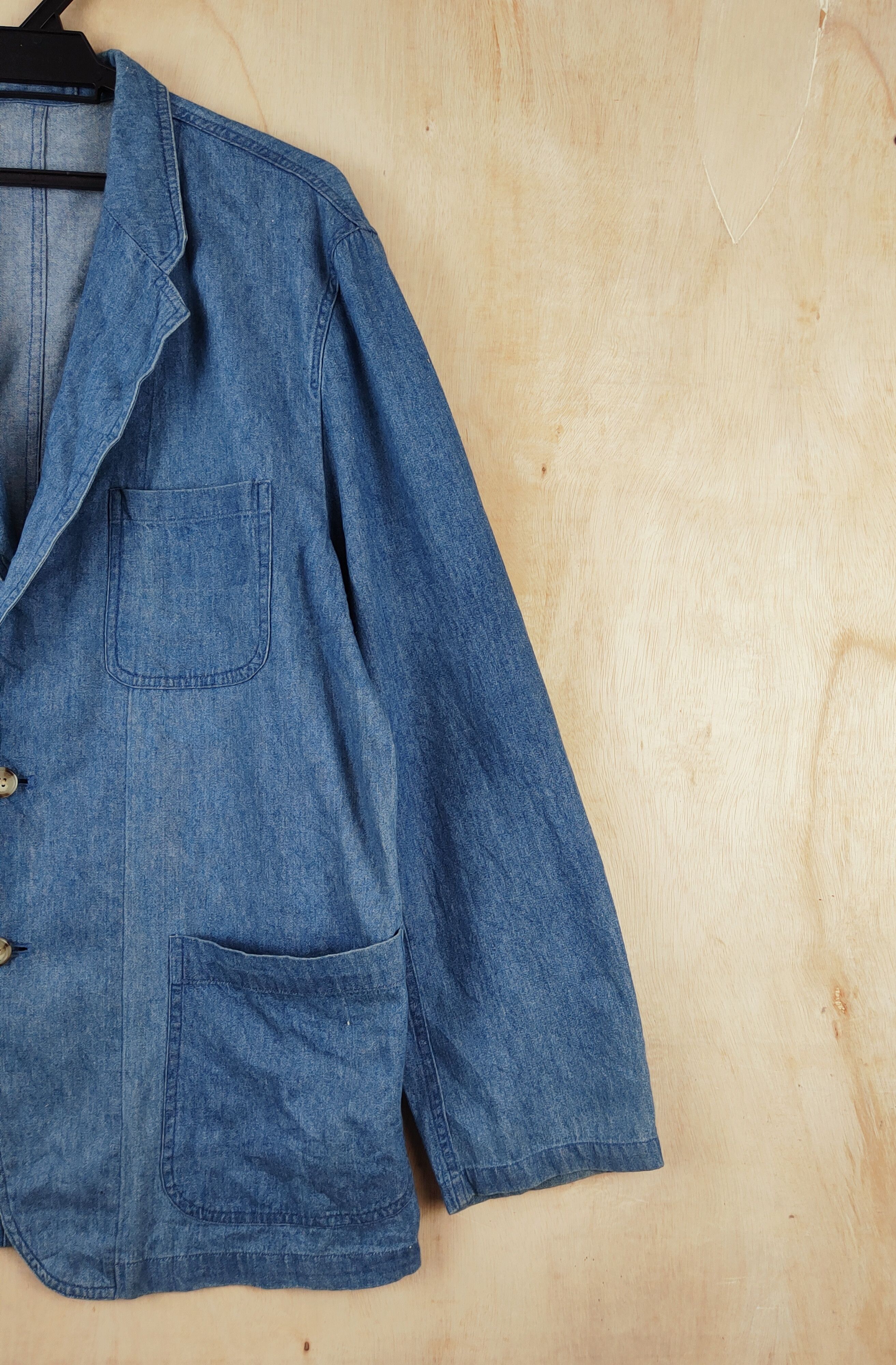 Japanese Brand × Vintage Retro Design 💥 Spinash Blue Soft Denim Jackets Size US L / EU 52-54 / 3 - 5 Thumbnail