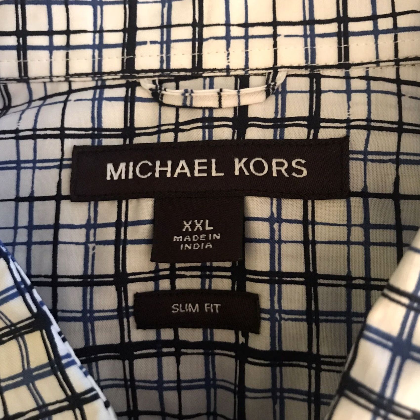 Michael Kors Michael Kors Mens XXL Slim Fit Long Sleeve Shirt Pop Blue Modern Check Plaid Button-Down Casual Button-Up Size US XXL / EU 58 / 5 - 2 Thumbnail