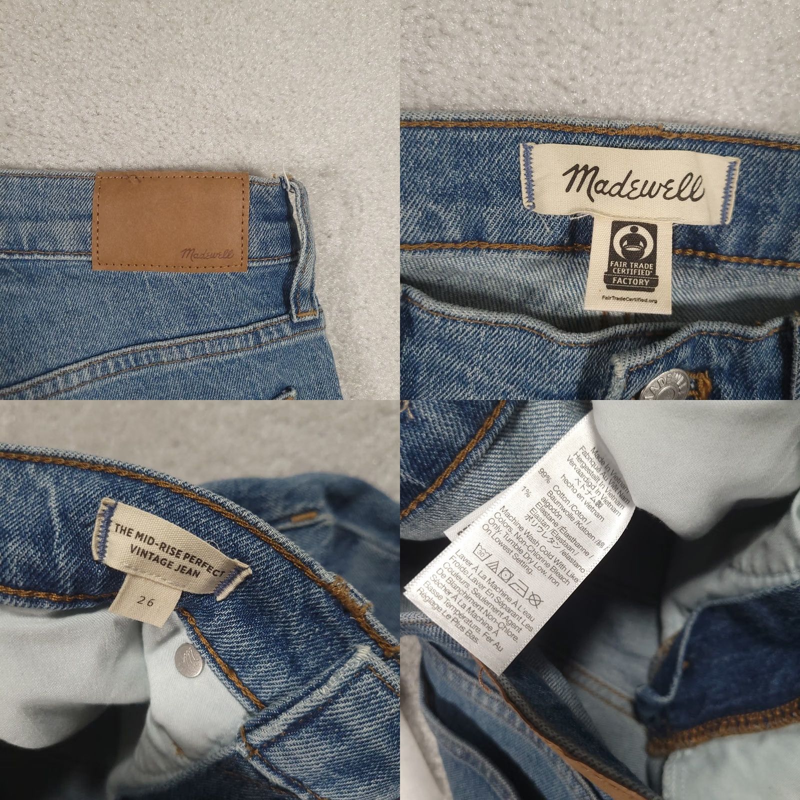 Madewell Madewell Jeans The Perfect Vintage 26 Blue Mid Rise Straight Medium Wash Womens Jeans Size 26" / US 2 / IT 38 - 9 Thumbnail
