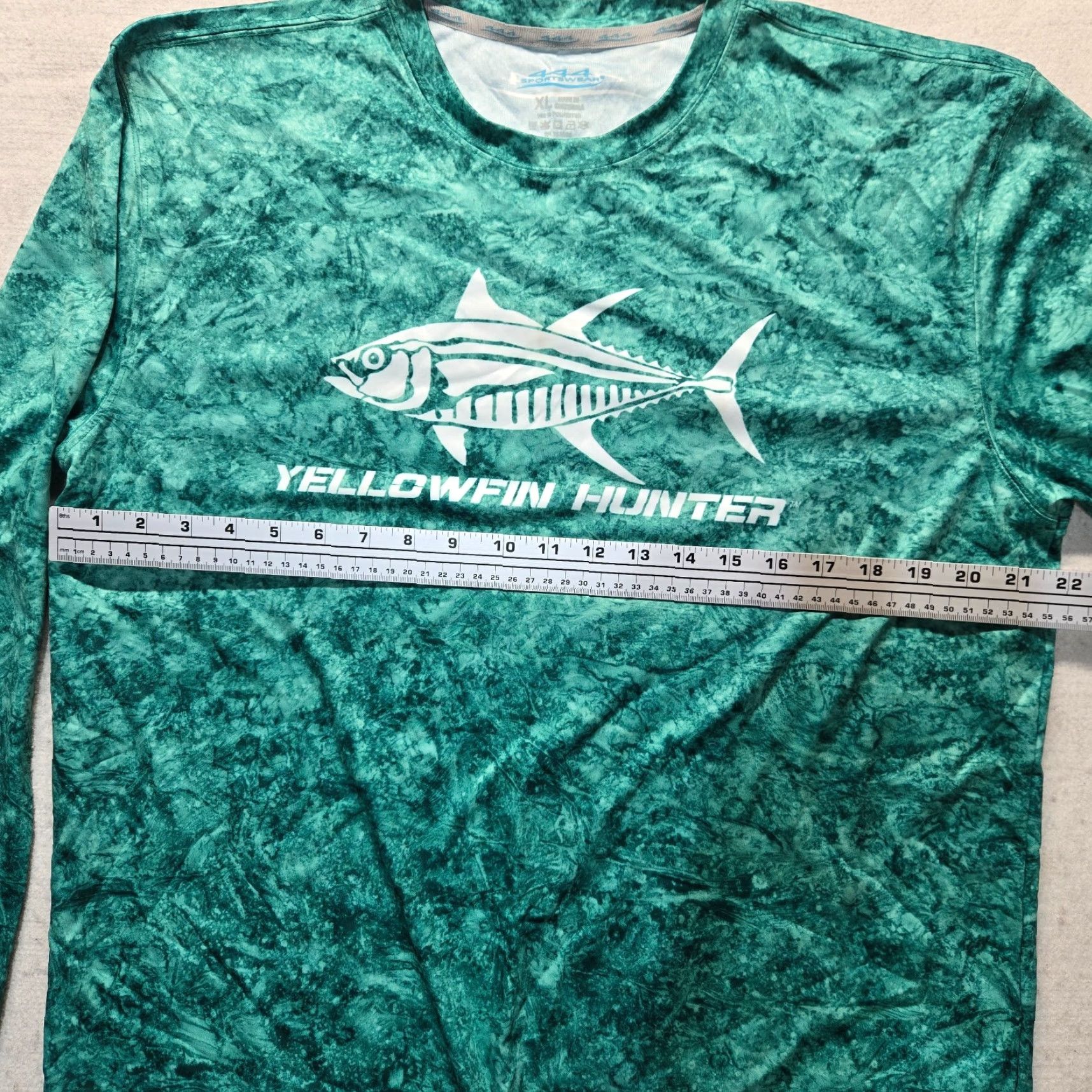 Hunter 444 Sportswear Shirt Adult XL Green Blue Long Sleeve Jersey Logo T-Shirt Modern Athletic 90s Sports Theme Mens Size XL / US 12-14 / IT 48-50 - 4 Thumbnail