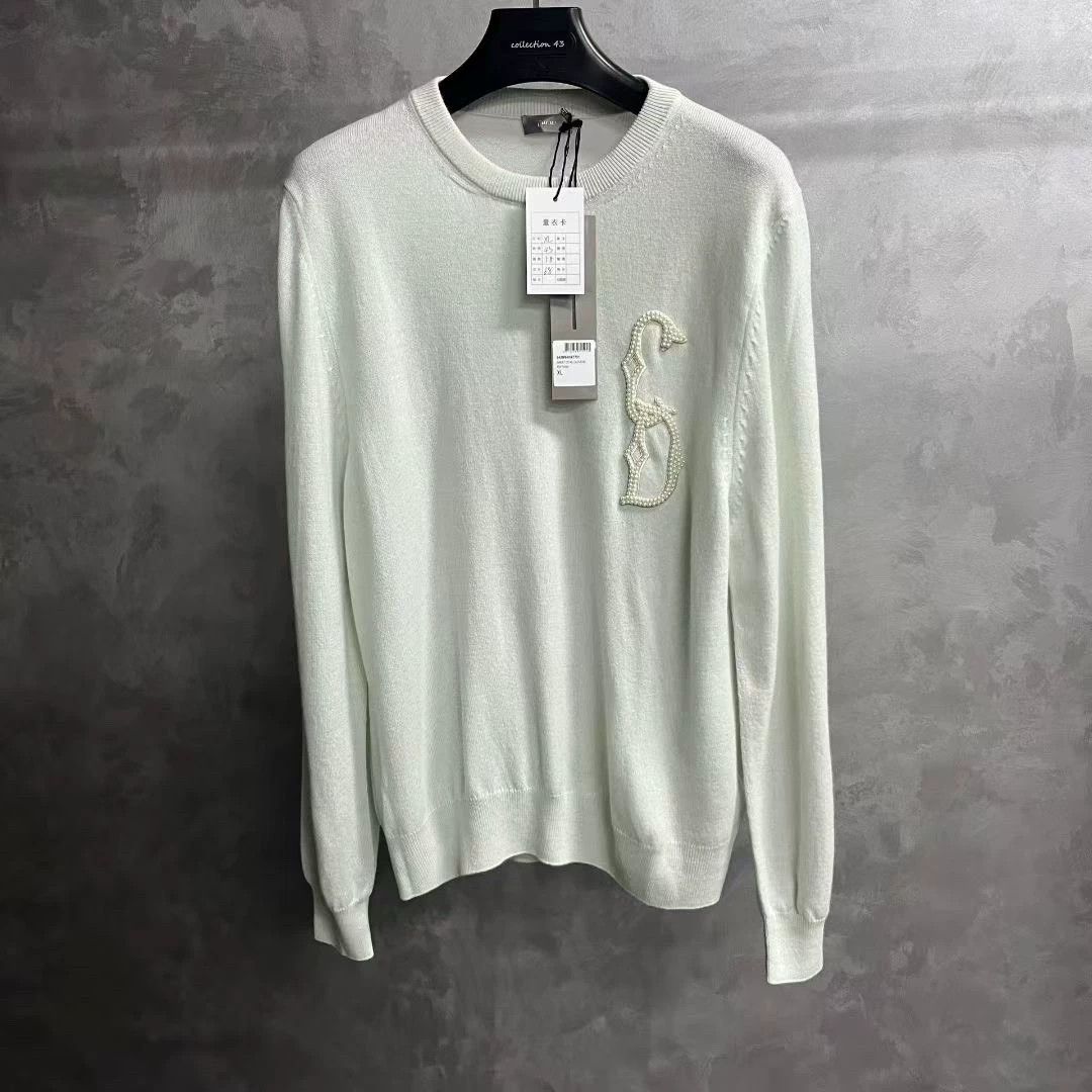 Dior dior white logo embroidered long sleeve sweater Size US XL / EU 56 / 4 - 1 Thumbnail