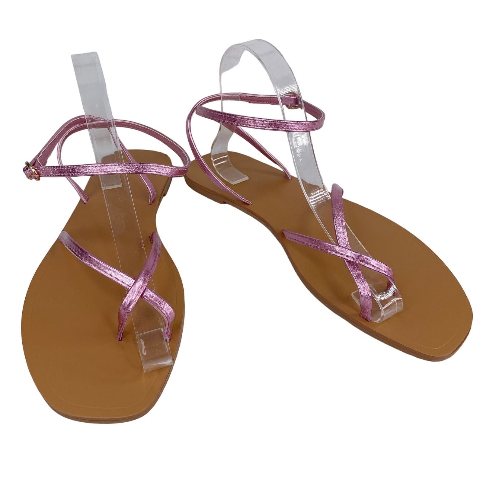 Asos ASOS Sandals 8 Pink Metallic Ankle Strap New Size US 8 / IT 38 - 1 Thumbnail