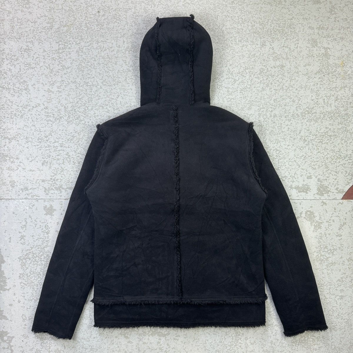 If Six Was Nine 💥Uniqlo Black Matted Fleece Nice Design Hooded Jacket Size US XL / EU 56 / 4 - 4 Thumbnail