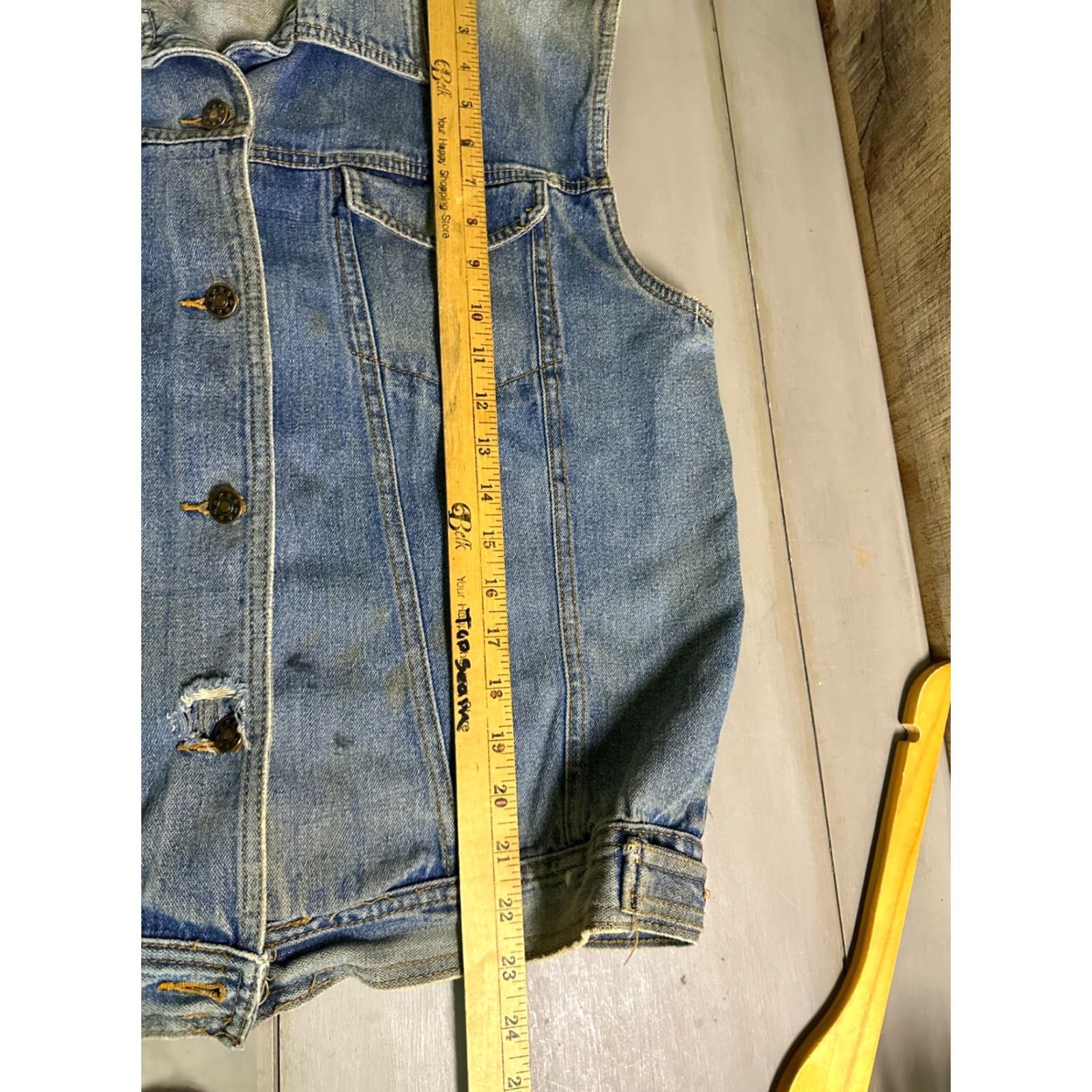 Yamaha VINTAGE Harley-Davidson Motorcycle Denim Vest Large Distressed Blue 70s Men Vest Biker Motorcycle Theme NM? Size US L / EU 52-54 / 3 - 6 Thumbnail