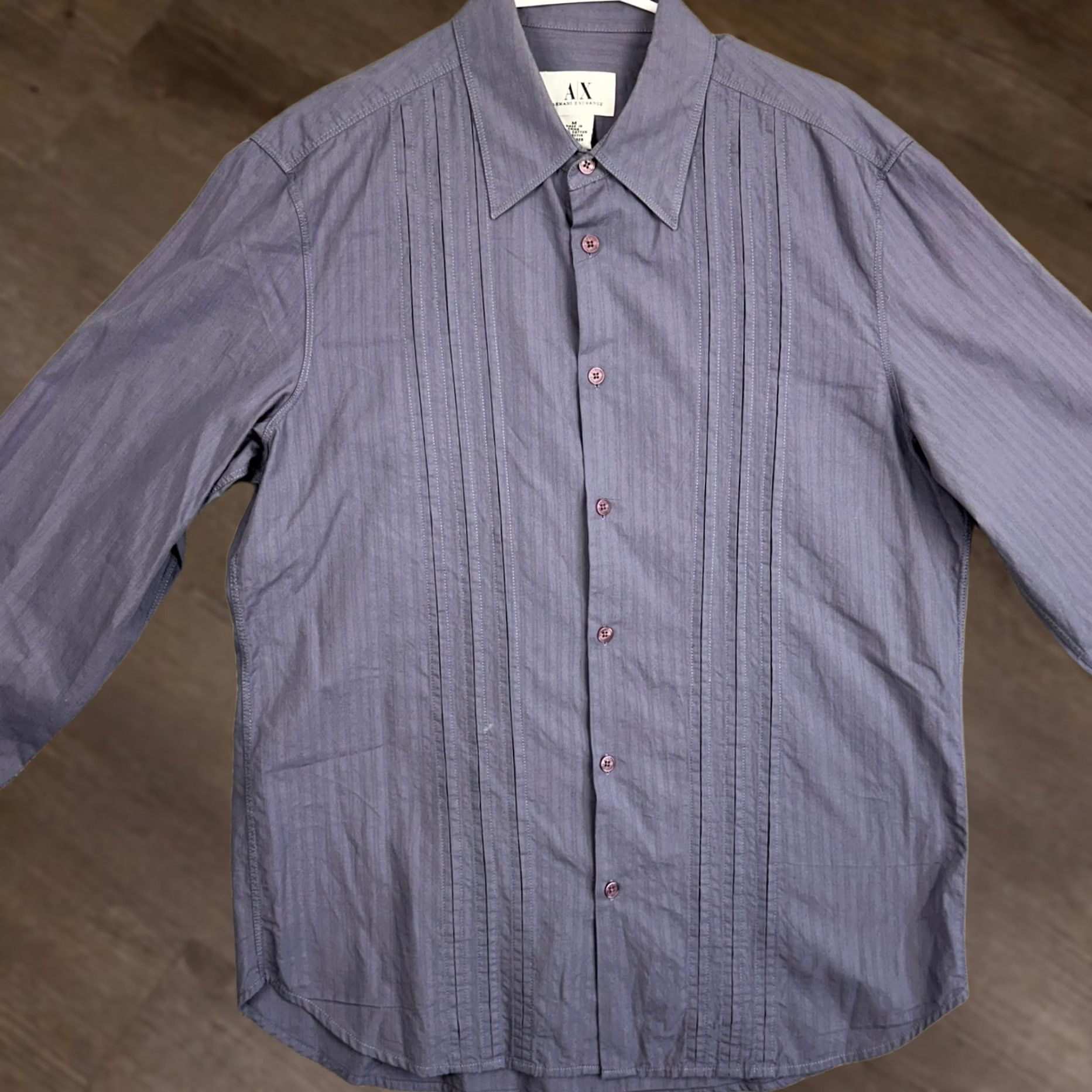 Armani Exchange Armani Exchange Shirt Mens M Purple Button Up Pleated Long Sleeve Casual Size US M / EU 48-50 / 2 - 1 Thumbnail