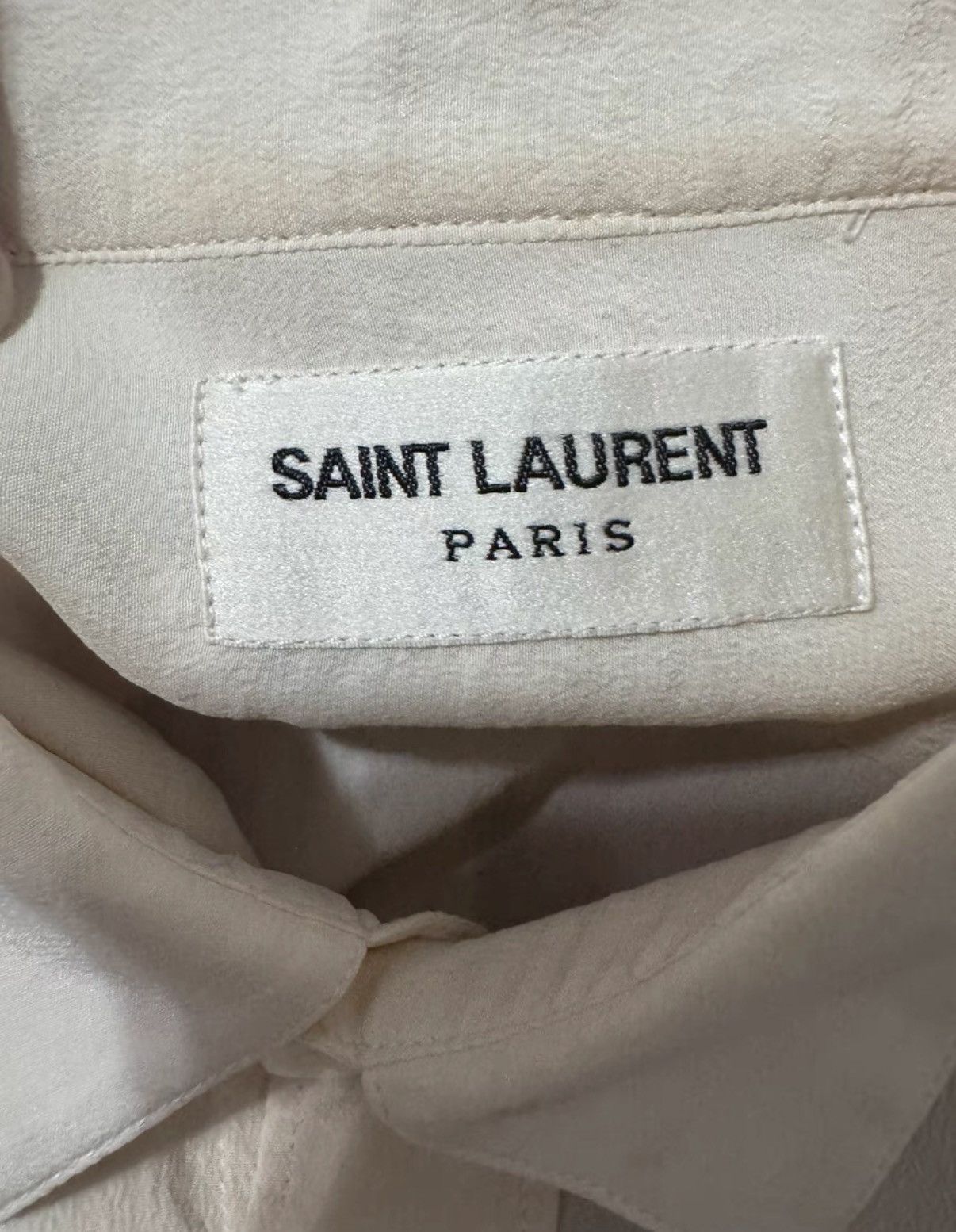 Saint Laurent Paris Saint Laurent 13FW Silk Point Collar Basic Off-White Shirt Size US M / EU 48-50 / 2 - 7 Thumbnail