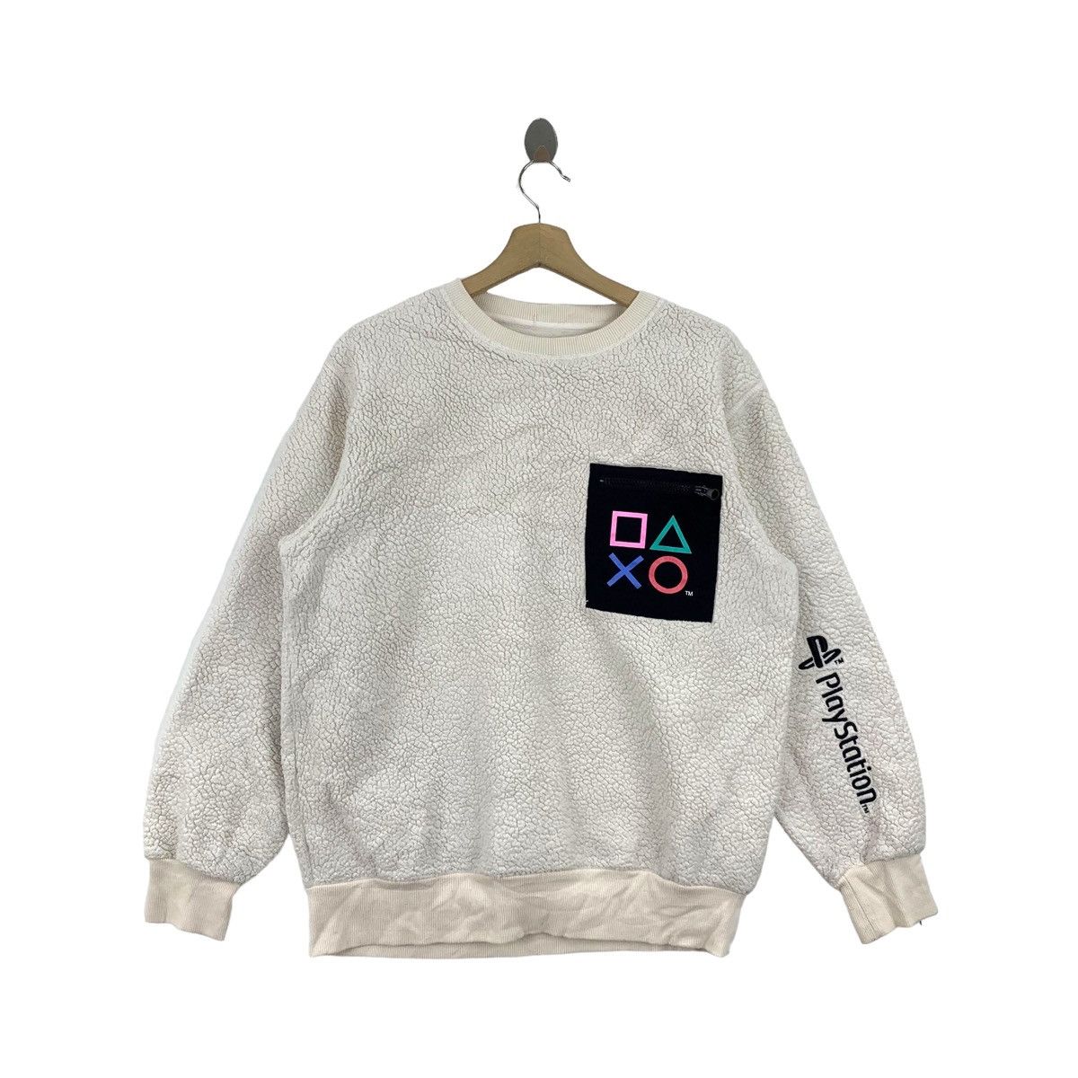 image of Gu X Playstation Japanese Single Pocket Fleece Sweatshirt in White, Men's (Size Small)