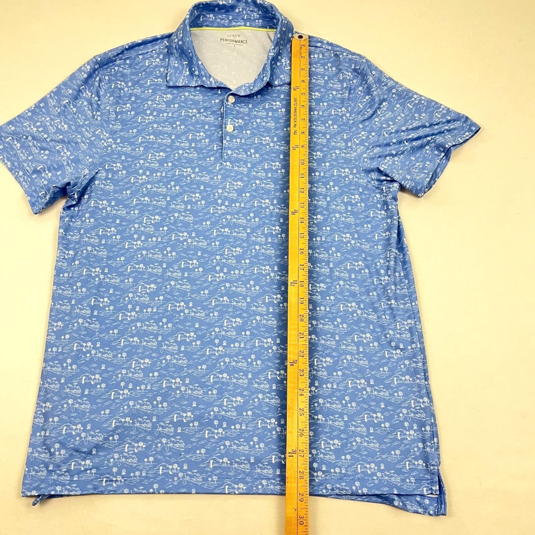 J.Crew VINTAGE None J.CREW Polo Shirt Mens Large Blue AOP All Over Golf Performance Stretch Preppy Shirt Mens Regular Blue 12? Size US L / EU 52-54 / 3 - 4 Thumbnail