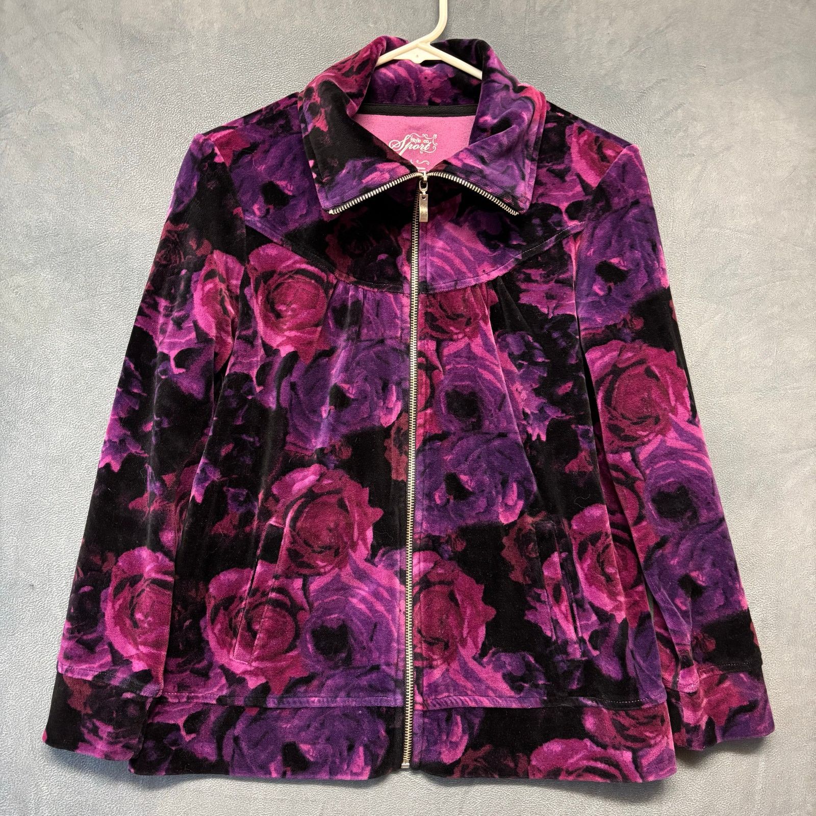 Other Style Co Sport Velvet Jacket Zip Up Turtleneck Track Jacket Size L / US 10 / IT 46 - 1 Thumbnail