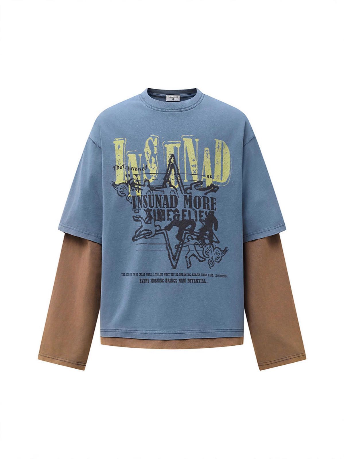 Vintage Layered Long Sleeve Graphic Tee, Casual Fit Size US M / EU 48-50 / 2 - 1 Thumbnail