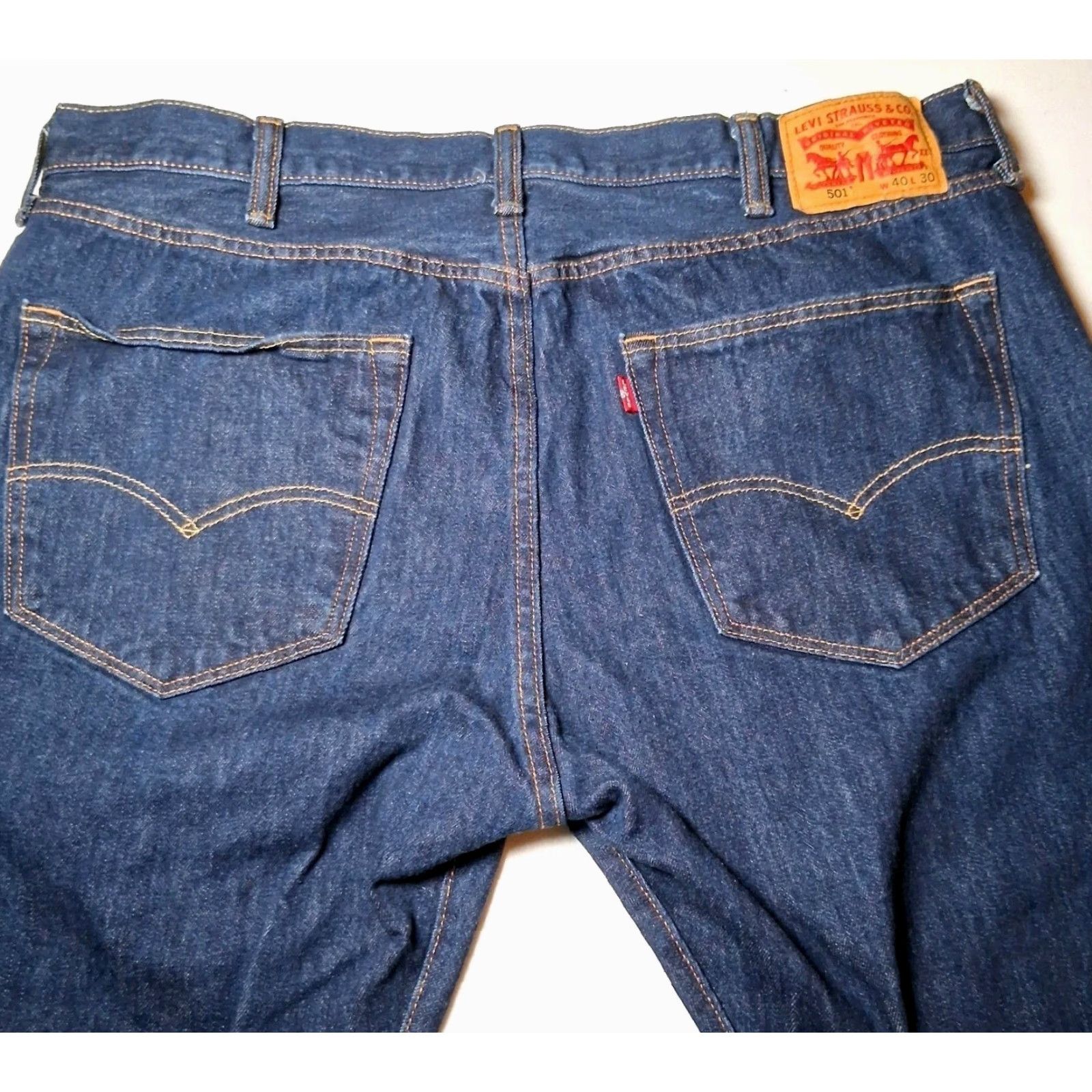 Levi's Levi's 501 Jeans Button Fly Men 40x27 Denim Blue Dark Wash Regular Rise 13" Inseam 27" 5-Pocket Straight Pants Size US 40 / EU 56 - 7 Thumbnail