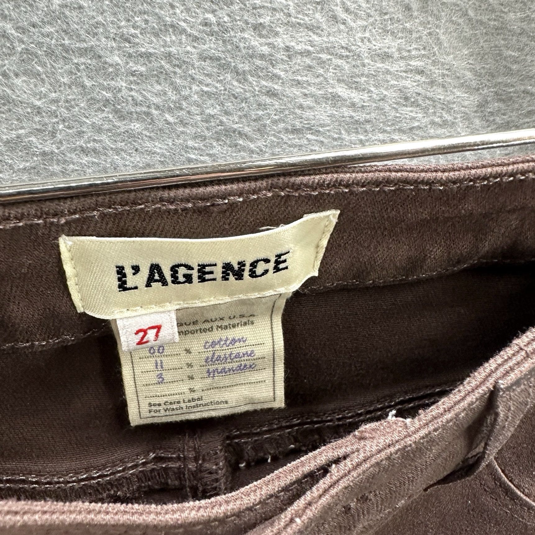 L'AGENCE L'AGENCE Marguerite Skinny High Rise Jeans Women Size 27 Brown Cocoa Coated Denim Slim Fit Size 27" / US 4 / IT 40 - 7 Thumbnail